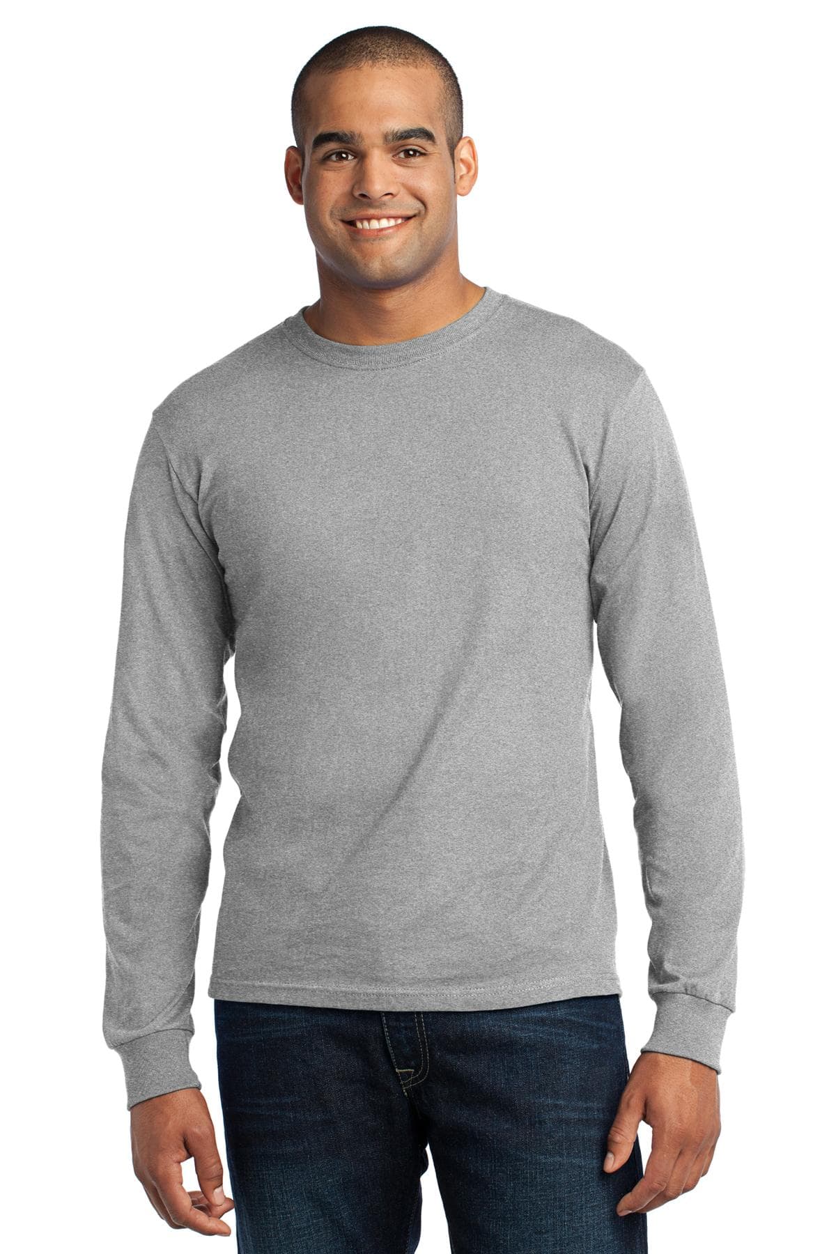 DISCONTINUED Port & Company - Long Sleeve All-American Tee. USA100LS Athletic Heather front