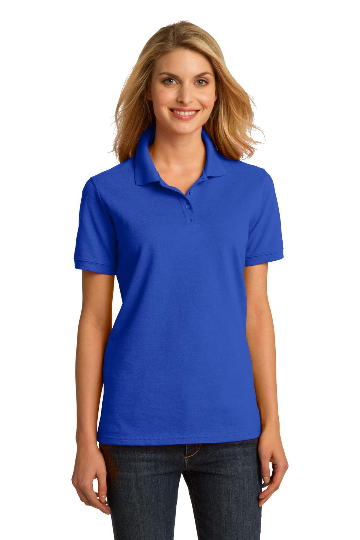 DISCONTINUED Port & Company Ladies Ring Spun Pique Polo. LKP150 Royal front