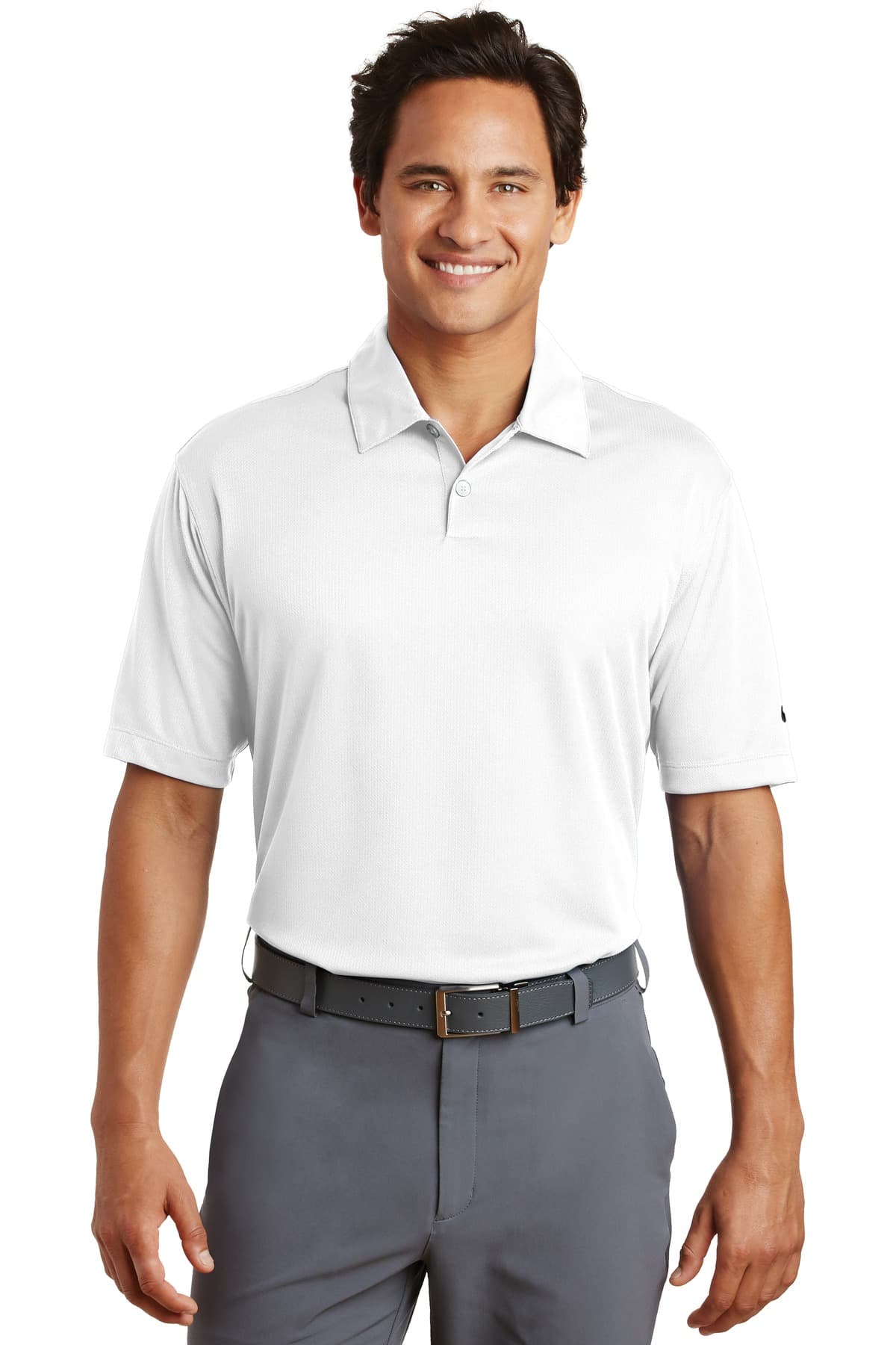 DISCONTINUED Nike Dri-FIT Pebble Texture Polo. 373749 White front