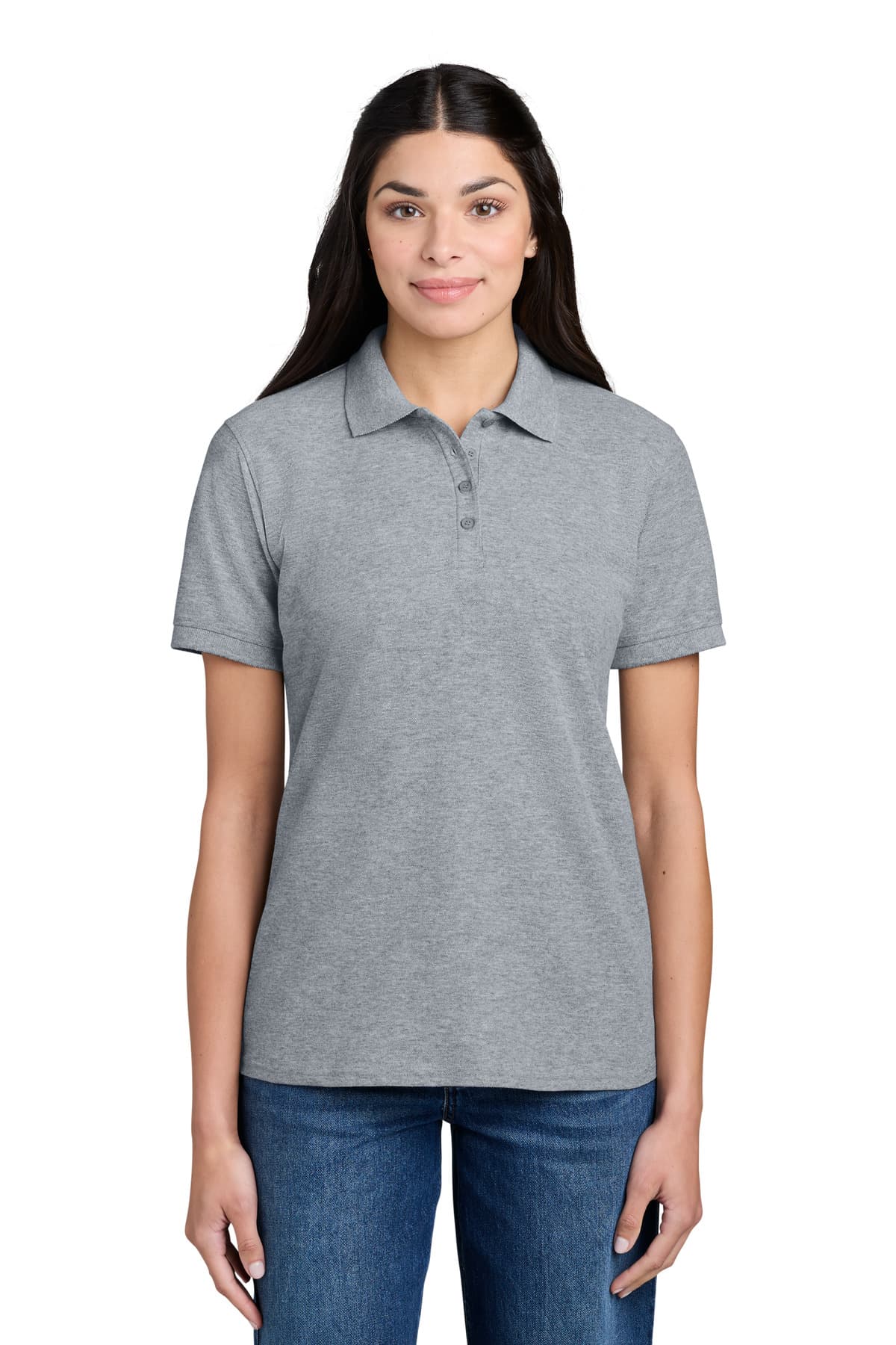 Port & Co Women's Core Blend Pique Polo. LKP155 Athletic Heather front