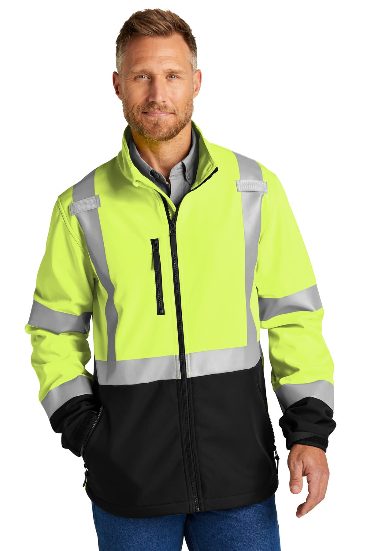 CornerStone ANSI 107 Class 3 Soft Shell Jacket CSJ503 Safety Yellow front
