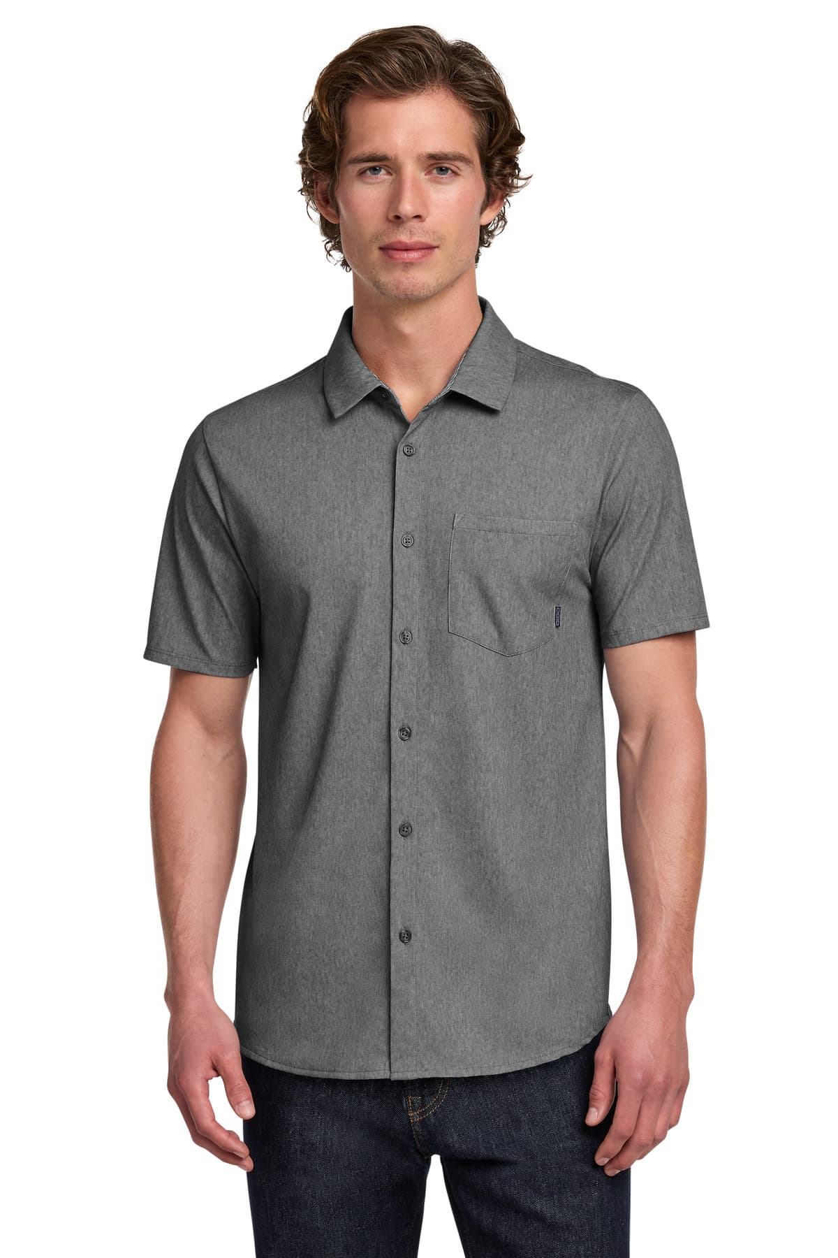 OGIO Extend Short Sleeve Button-Up OG160 Blacktop Heather front