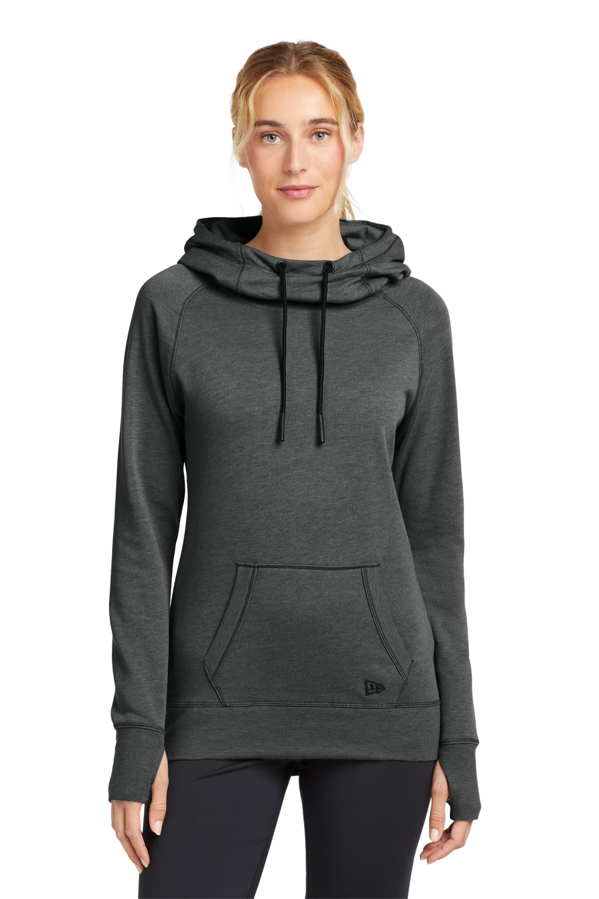New Era Women's Tri-Blend Fleece Pullover Hoodie. LNEA510 Black Heather front