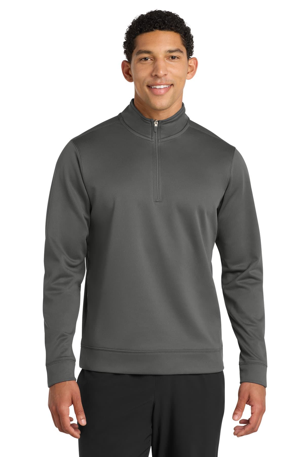 Port & Co Performance Fleece 1/4-Zip Pullover Sweatshirt. PC590Q Charcoal front