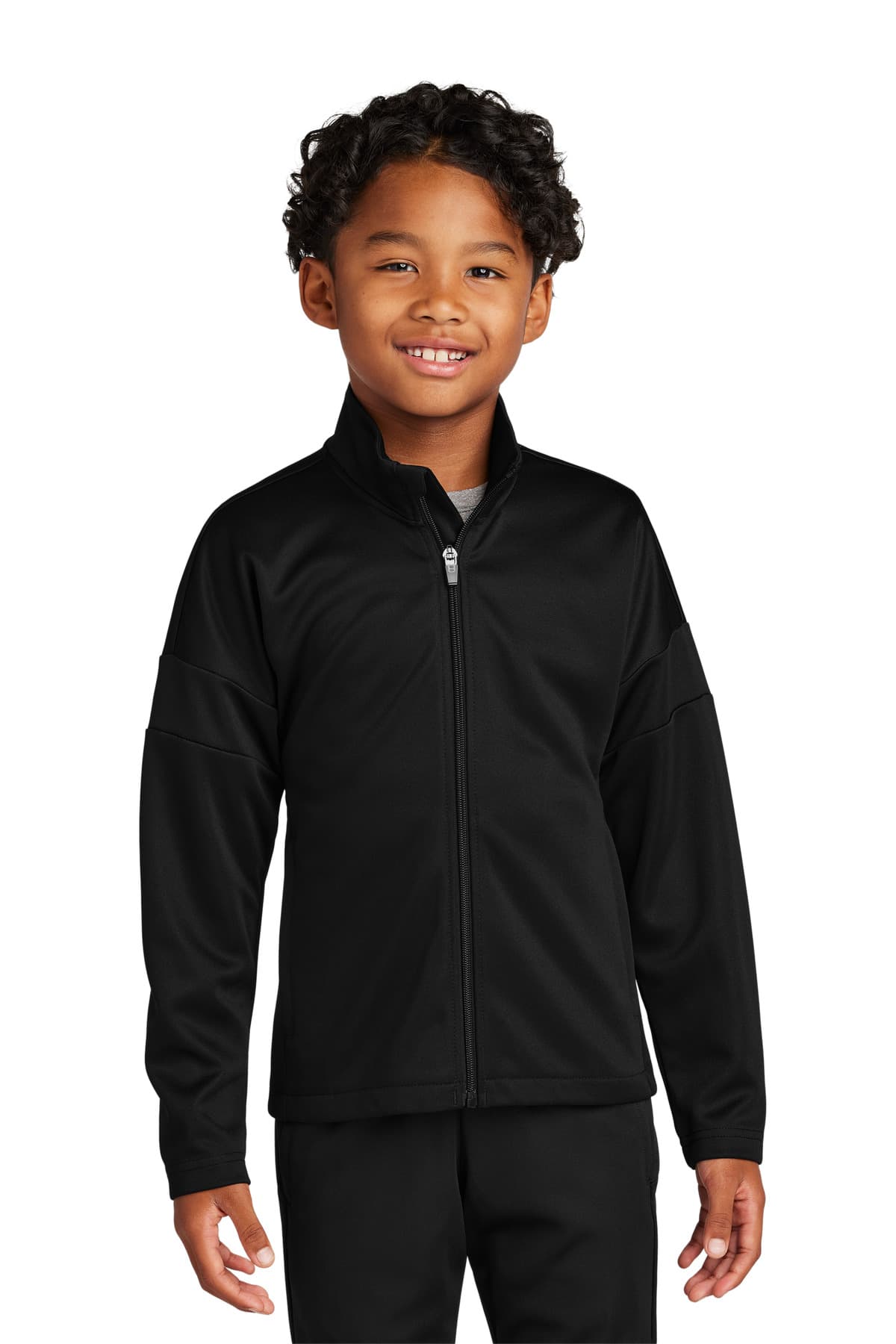 Sport-Tek Youth Travel Full-Zip Jacket YST800 Black/ Black front