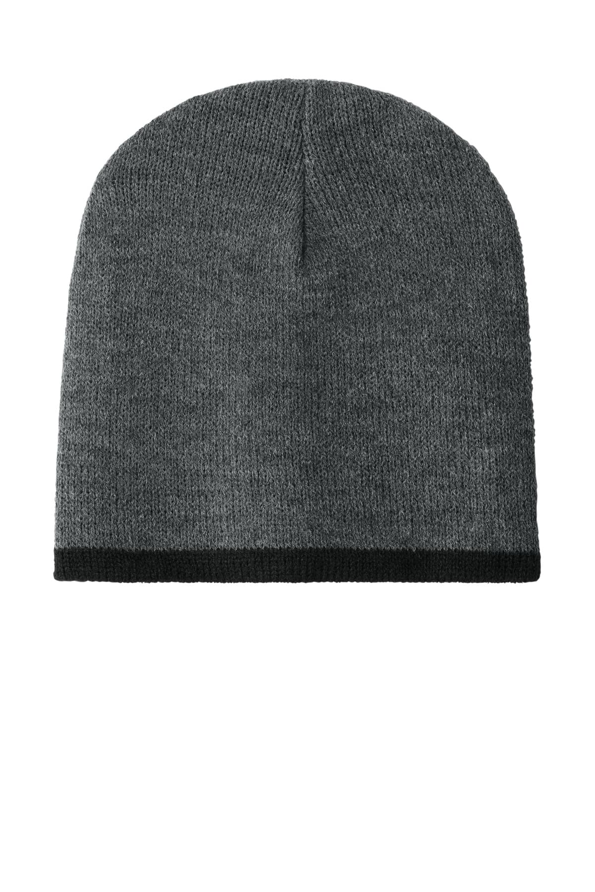 Port Authority Beanie Cap. CP91 Athletic Oxford/ Black front