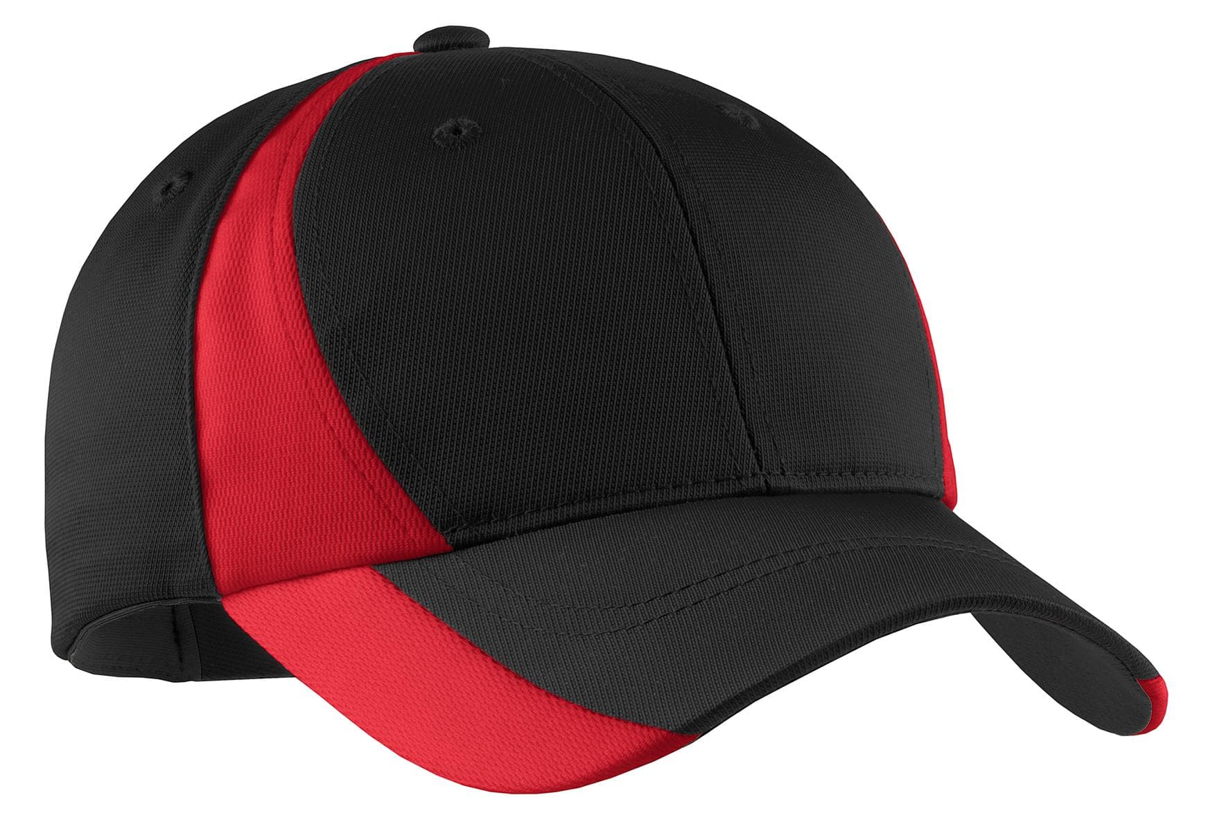 Sport-Tek Dry Zone Nylon Colorblock Cap. STC11 Black/ True Red front