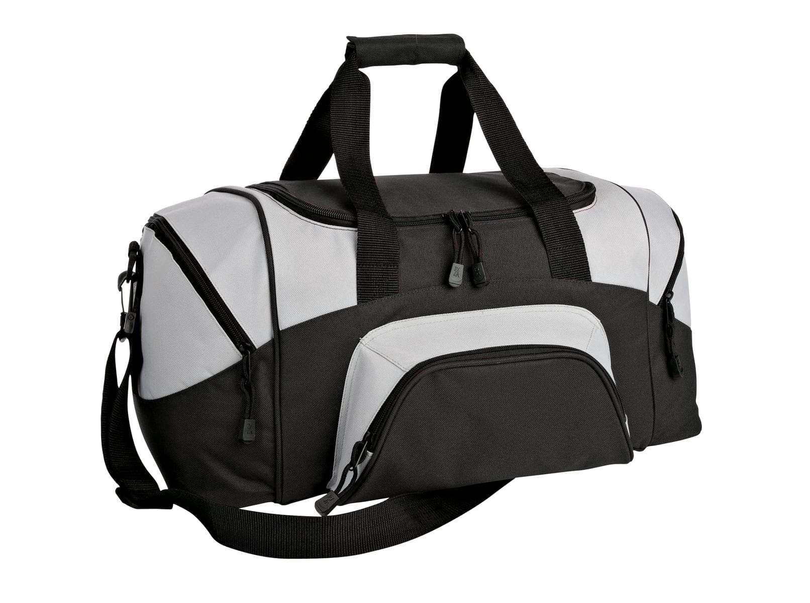 Port Authority - Small Colorblock Sport Duffel. BG990S Black/ Grey front