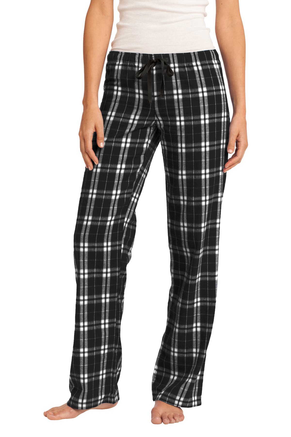 District Women's Flannel Plaid Pant. DT2800 Black front