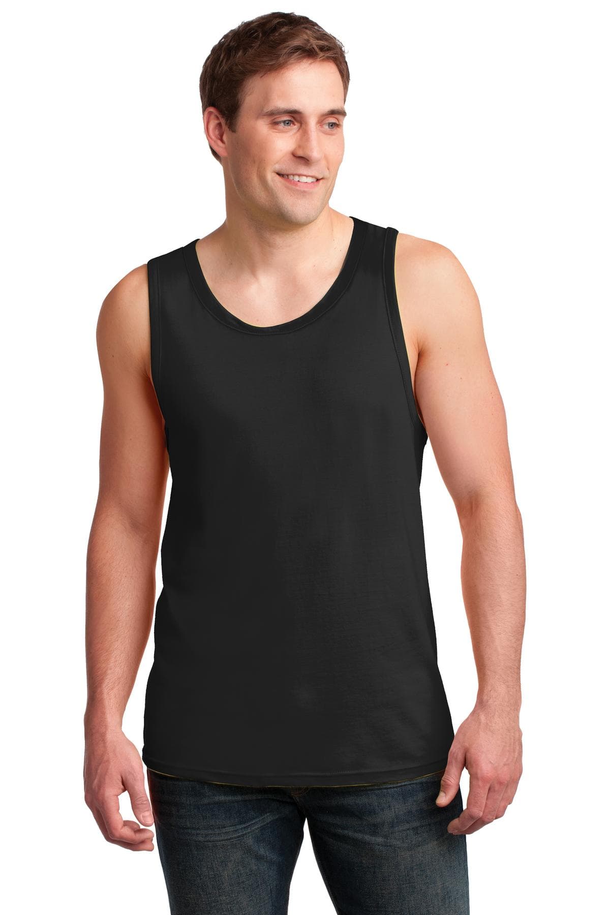 DISCONTINUED Anvil 100% Combed Ring Spun Cotton Tank Top. 986 Black front
