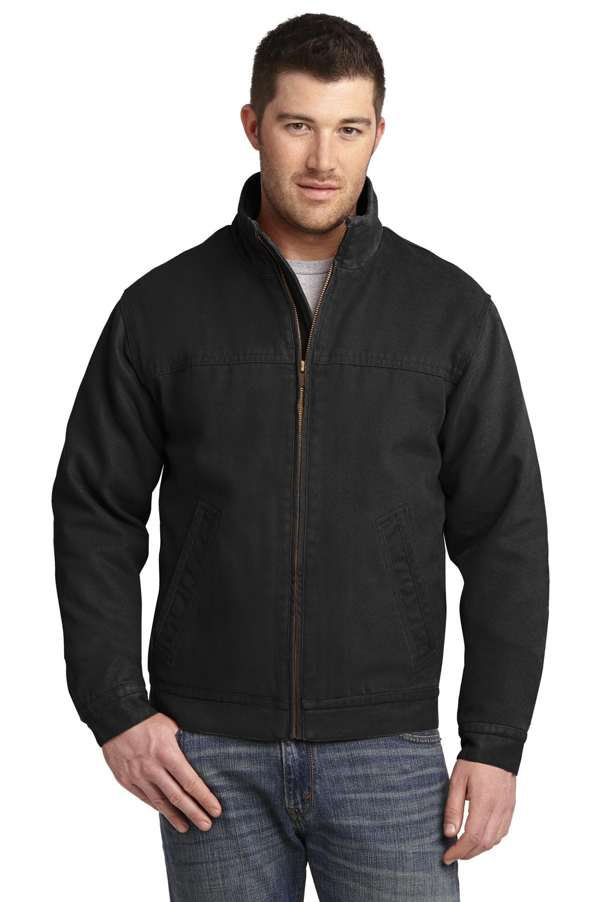 CornerStone Washed Duck Cloth Flannel-Lined Work Jacket. CSJ40 Black front