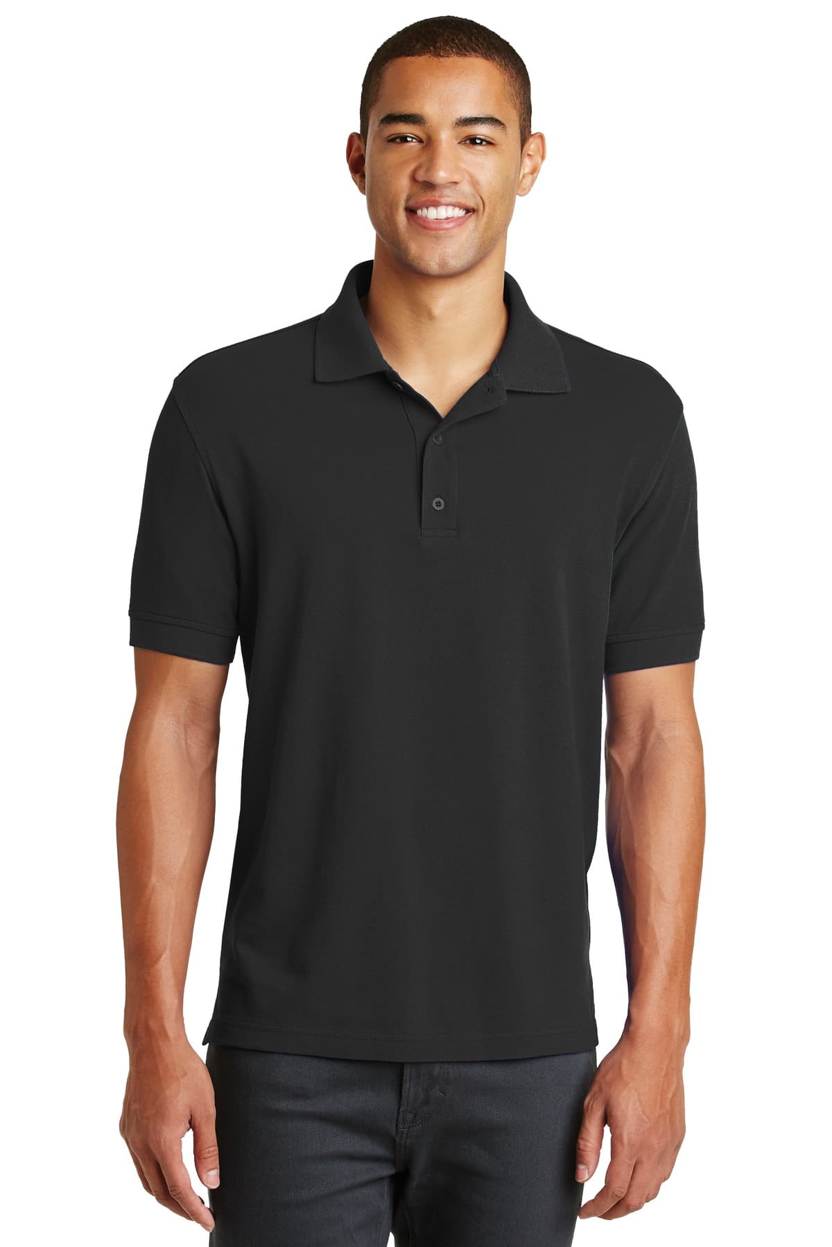 DISCONTINUED Eddie Bauer Cotton Pique Polo. EB100 Black front