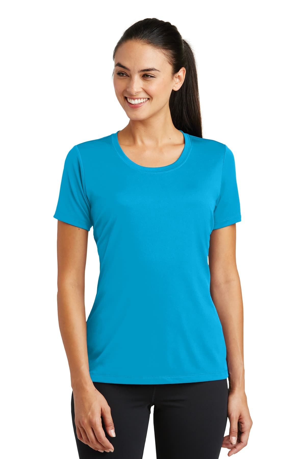 DISCONTINUED Sport-Tek Ladies PosiCharge Tough Tee . LST320 Atomic Blue front