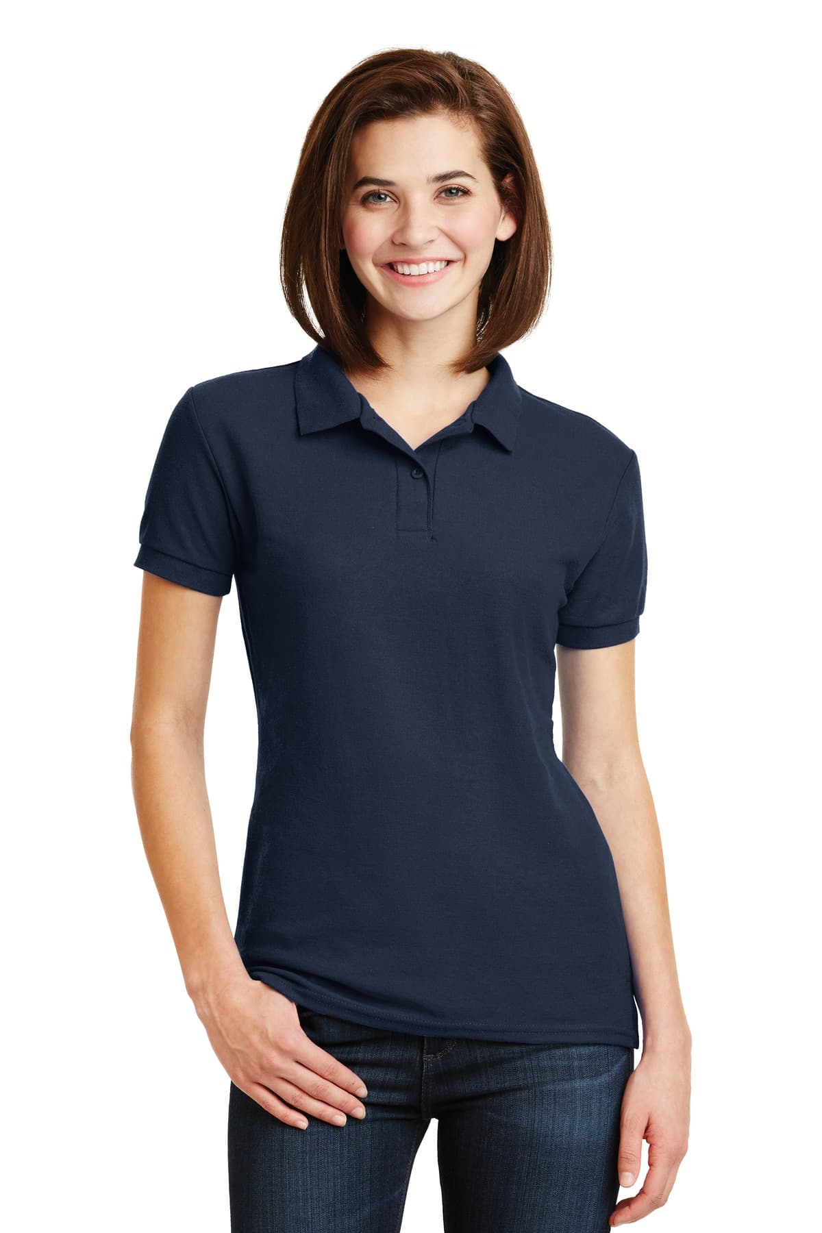 DISCONTINUED Gildan Ladies DryBlend 6-Ounce Double Pique Sport Shirt. 72800L Navy front
