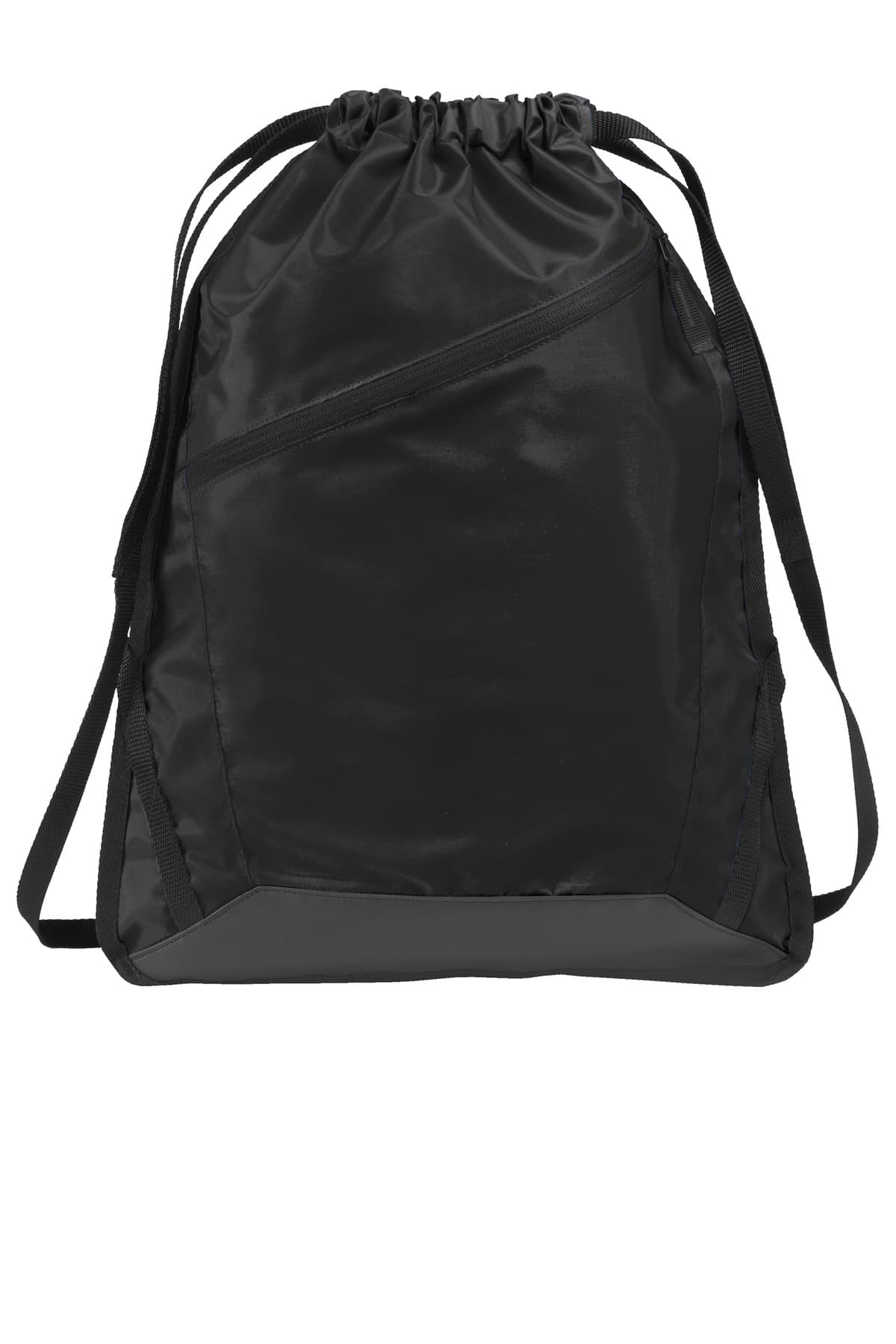 Port Authority Zip-It Cinch Pack. BG616 Black/ Black front