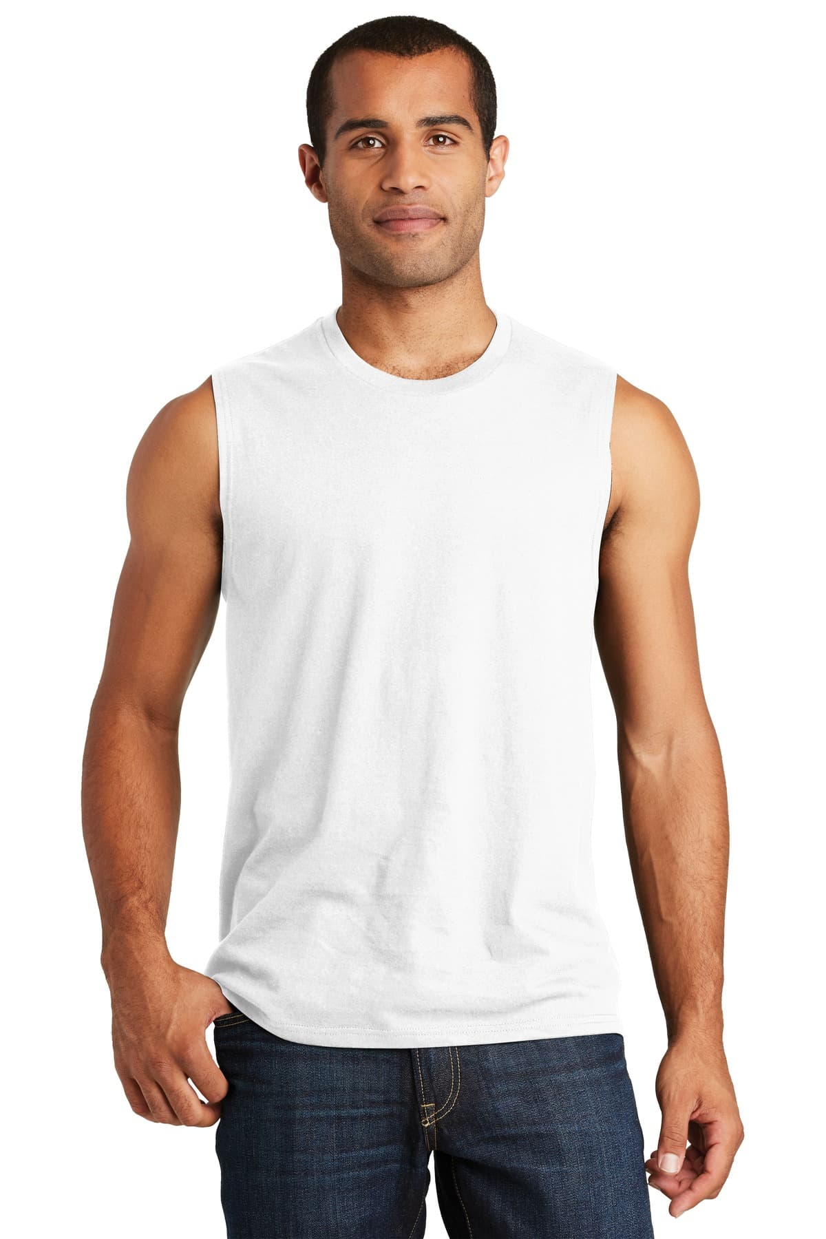 District V.I.T. Muscle Tank. DT6300 White front