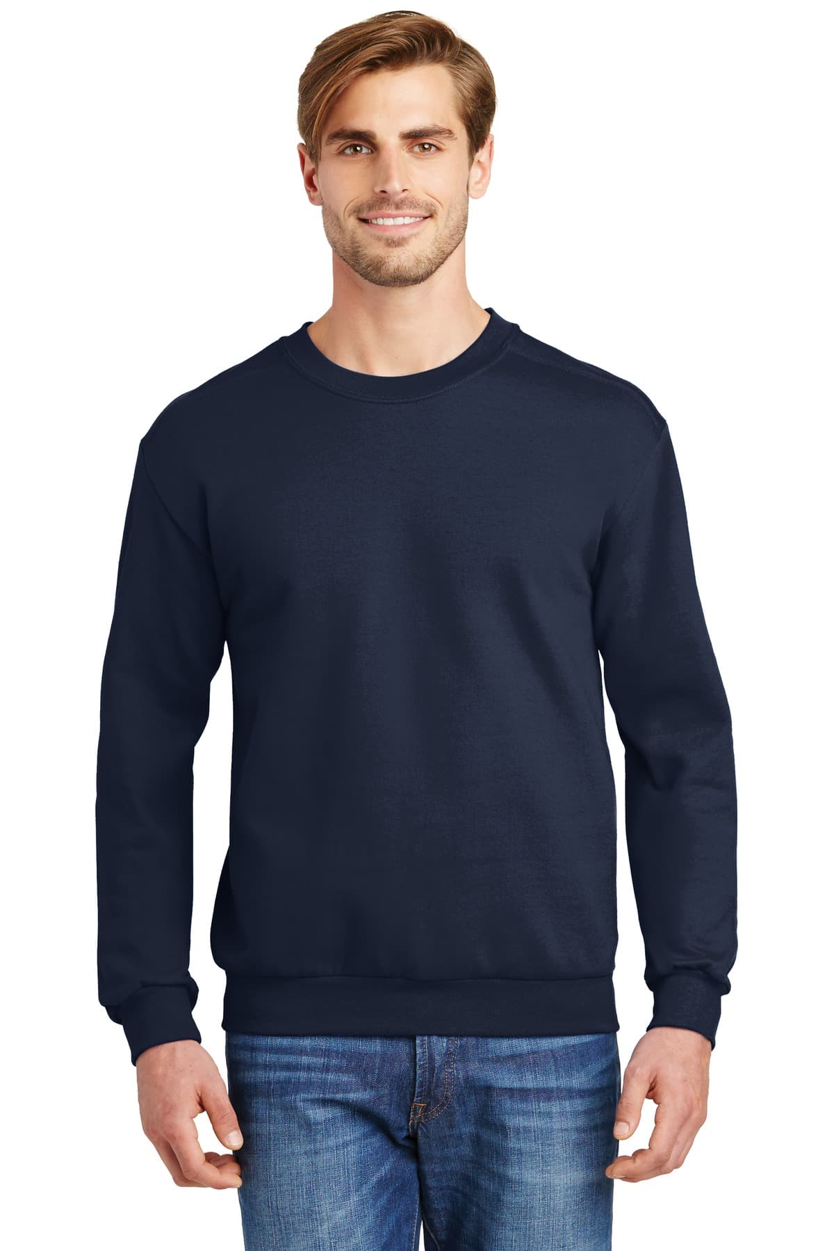 DISCONTINUED Anvil Crewneck Sweatshirt. 71000 Navy front