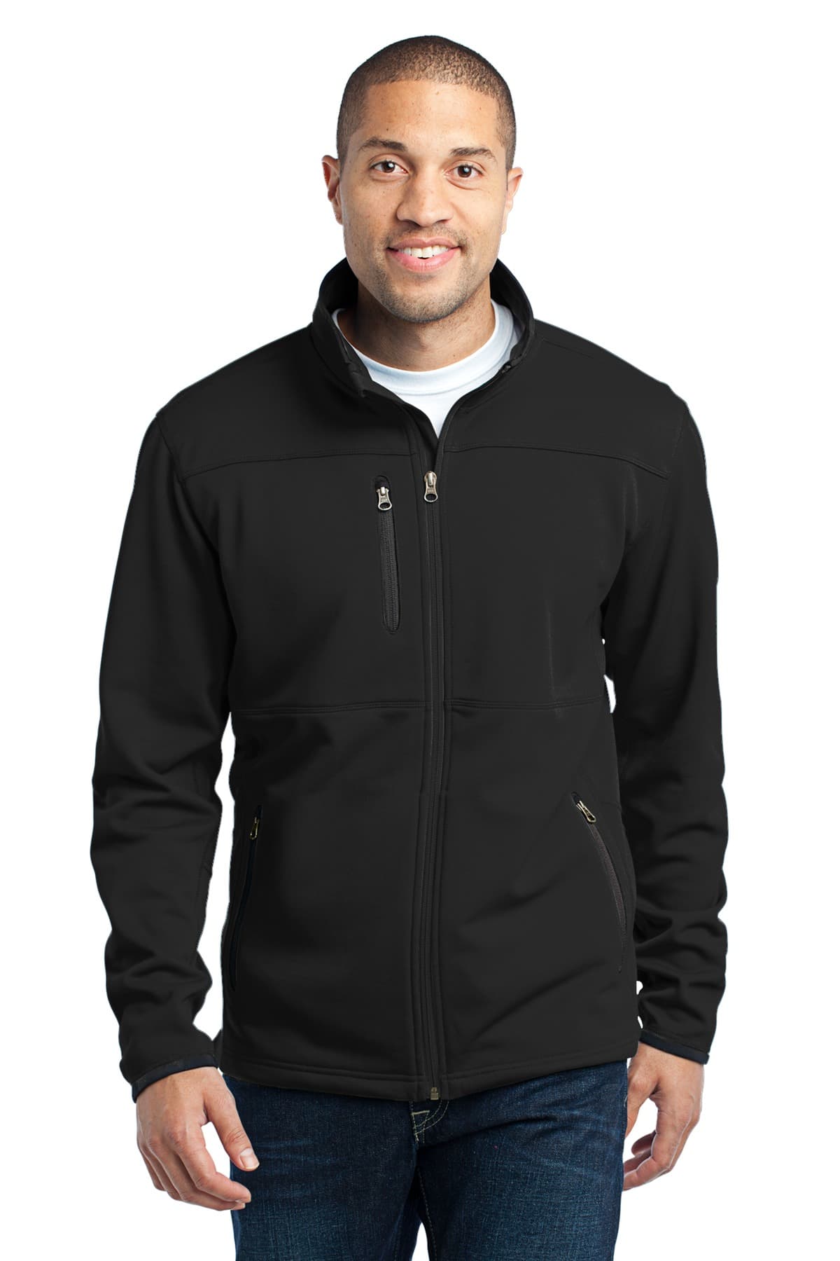 Port Authority Pique Fleece Jacket. F222 Black front