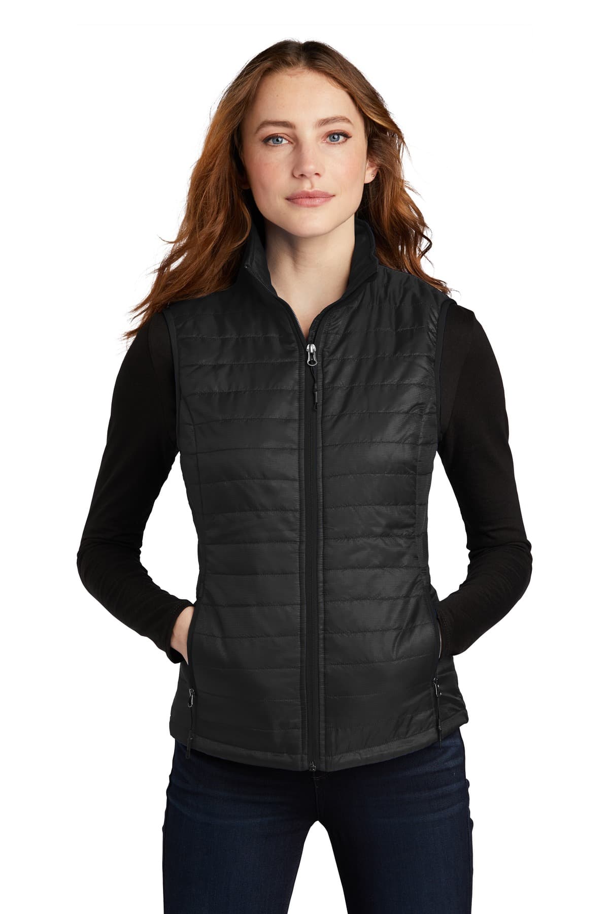 Port Authority Women's Packable Puffy Vest L851 Deep Black front