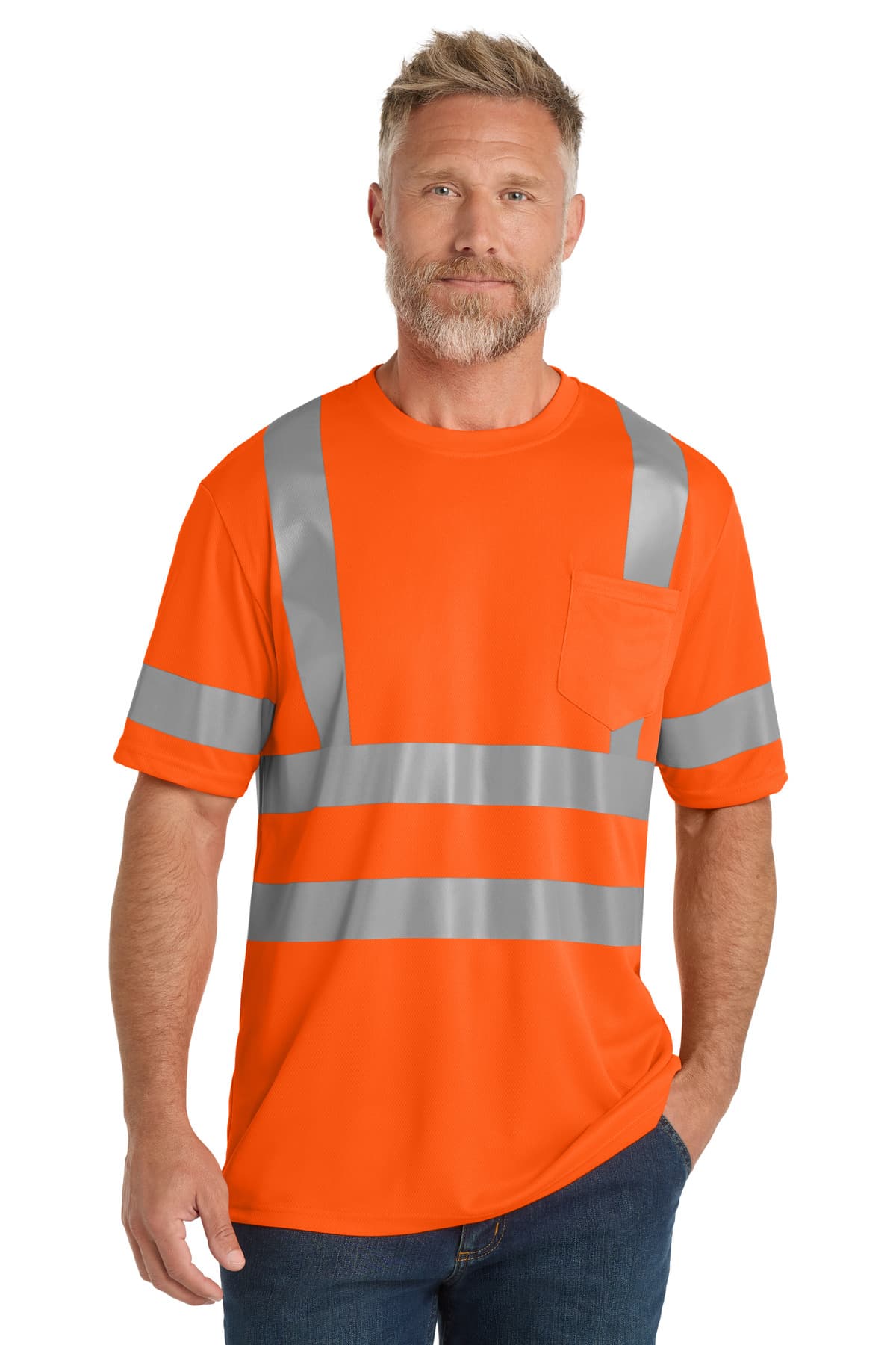 CornerStone ANSI 107 Class 3 Mesh Tee. CS202 Safety Orange front
