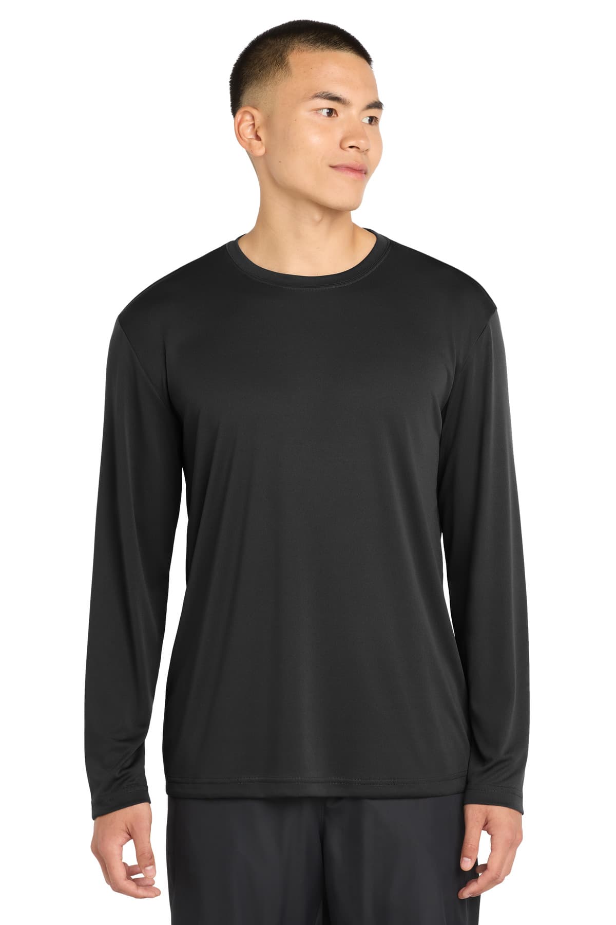 Sport-Tek Tall Long Sleeve PosiCharge Competitor Tee. TST350LS Black front