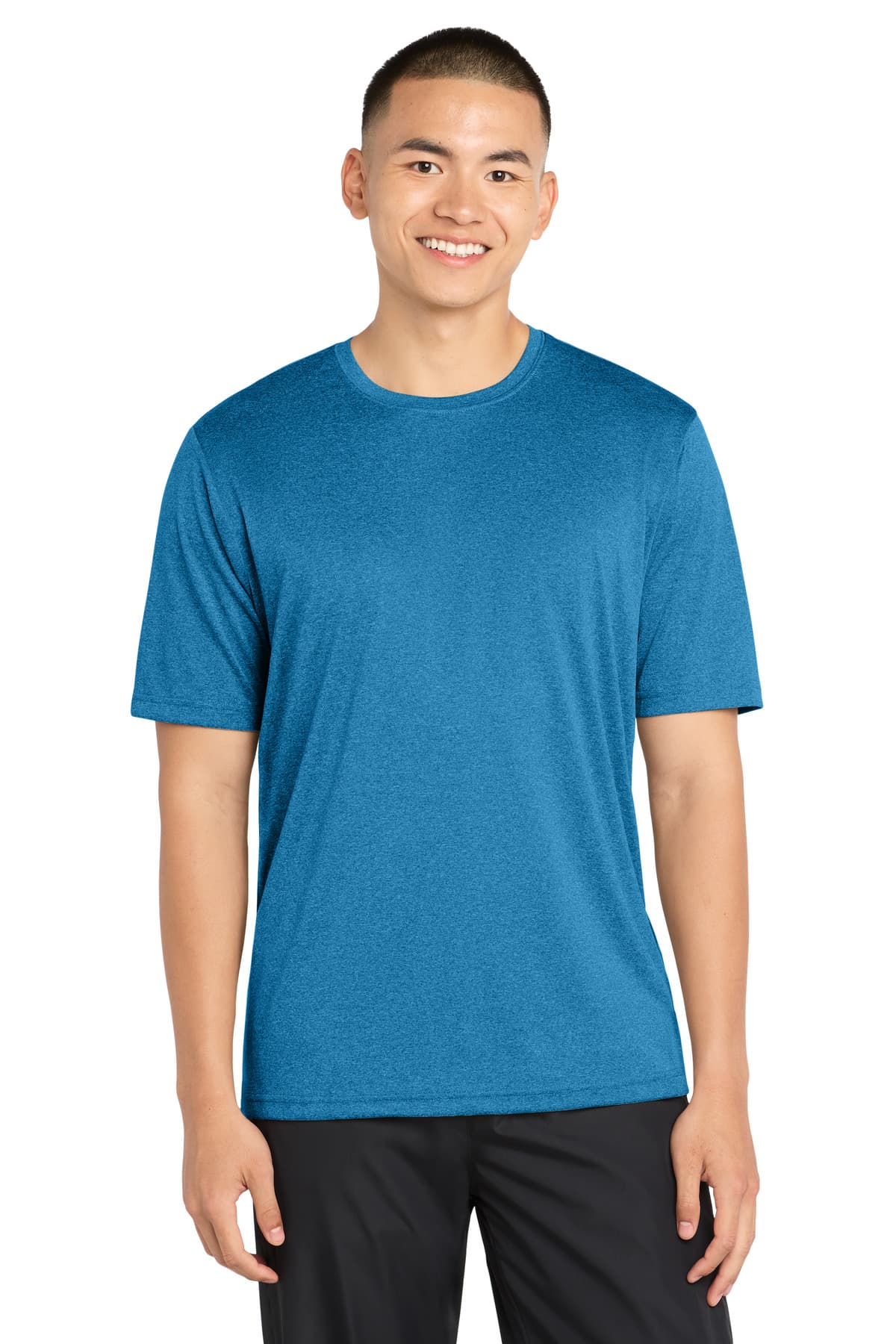 Sport-Tek Tall Heather Contender Tee. TST360 Blue Wake Heather front