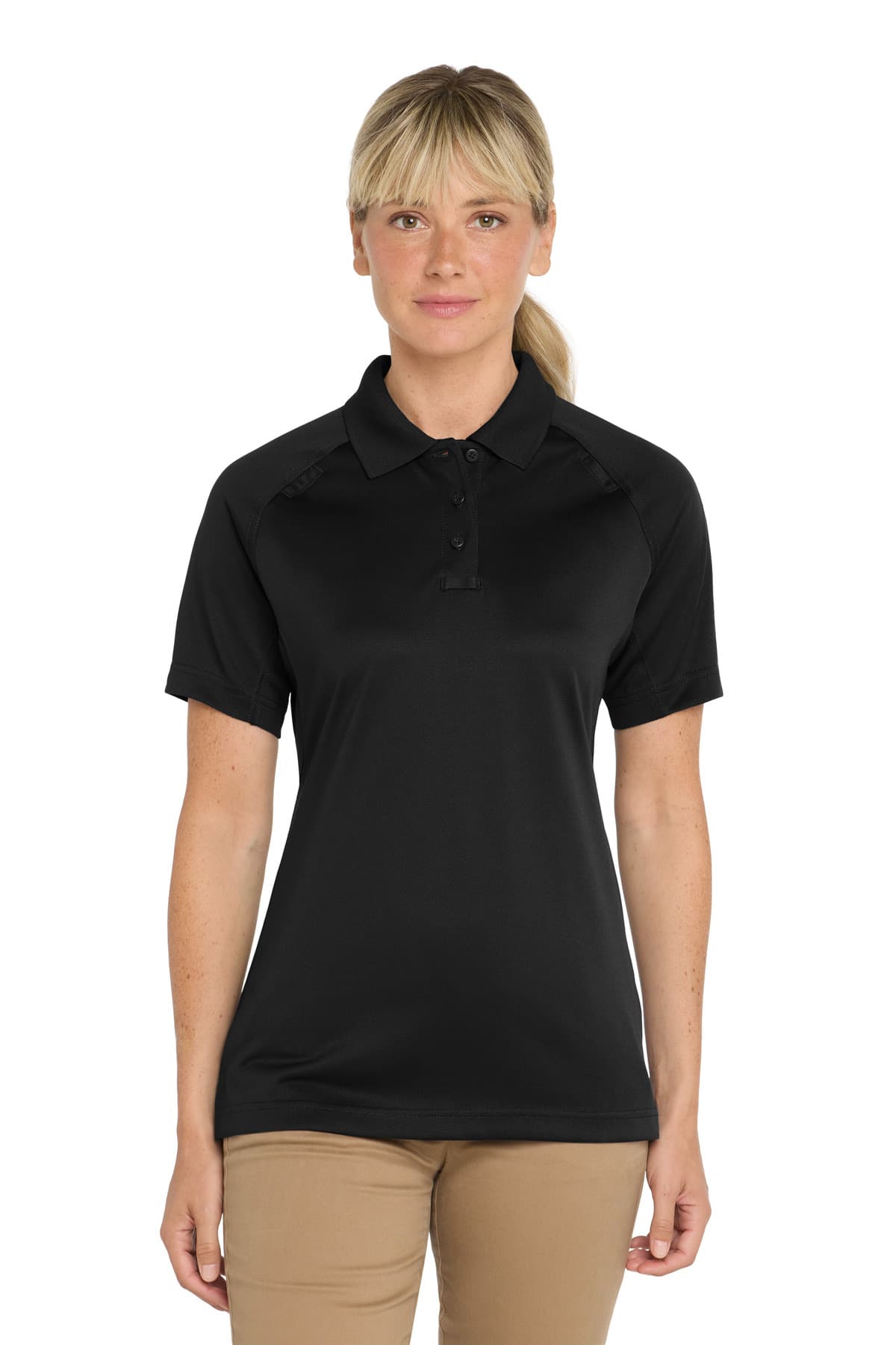 CornerStone Women's Select Snag-Proof Tactical Polo. CS411 Black front