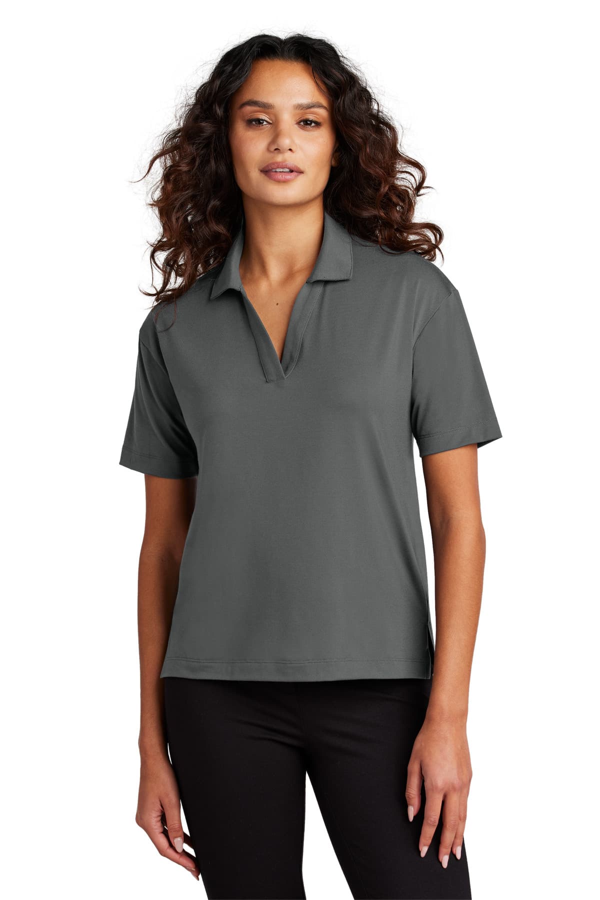 Mercer+Mettle Women's Stretch Jersey Polo MM1015 Anchor Grey front