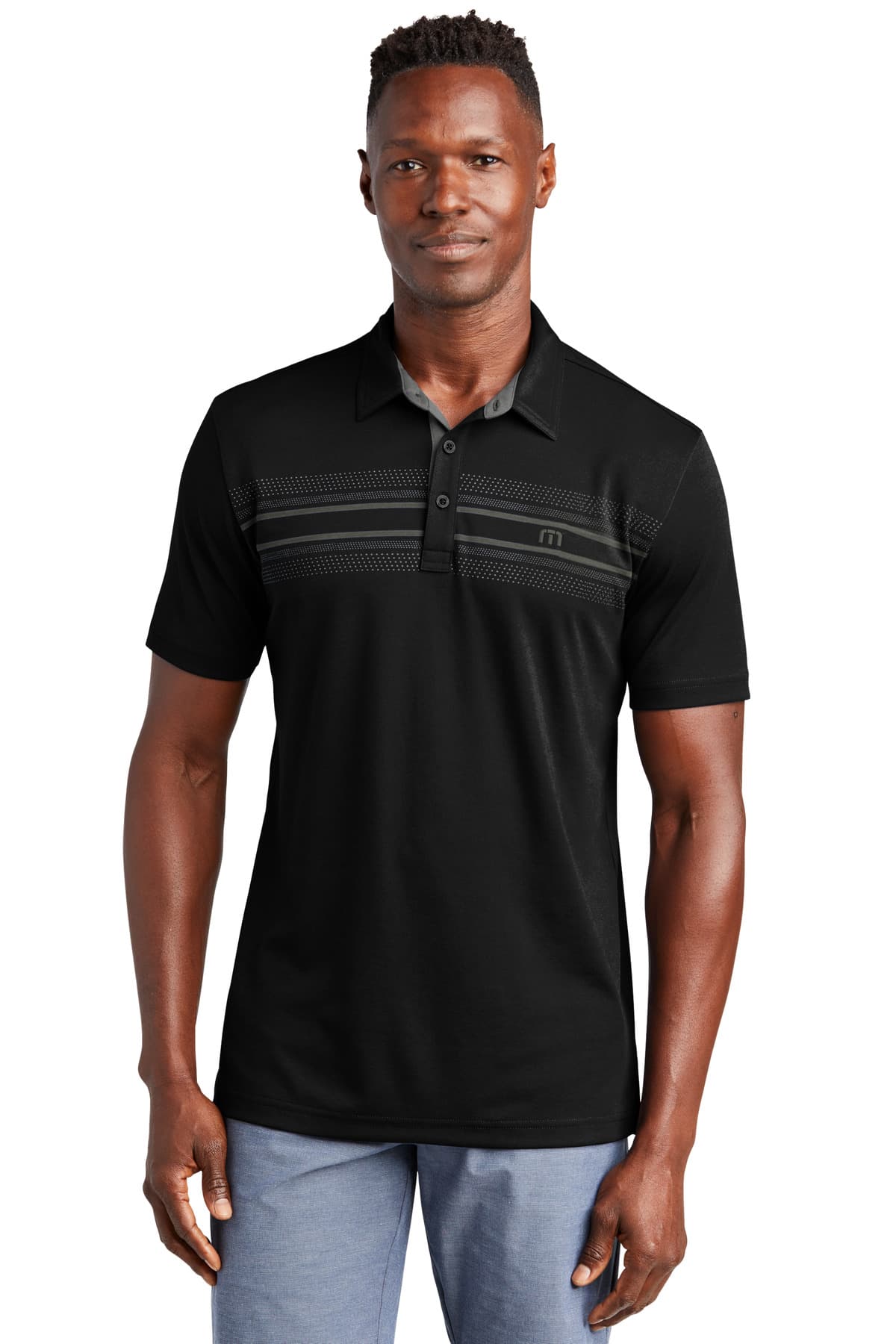 TravisMathew Monterey Chest Stripe Polo TM1MW450 Black front