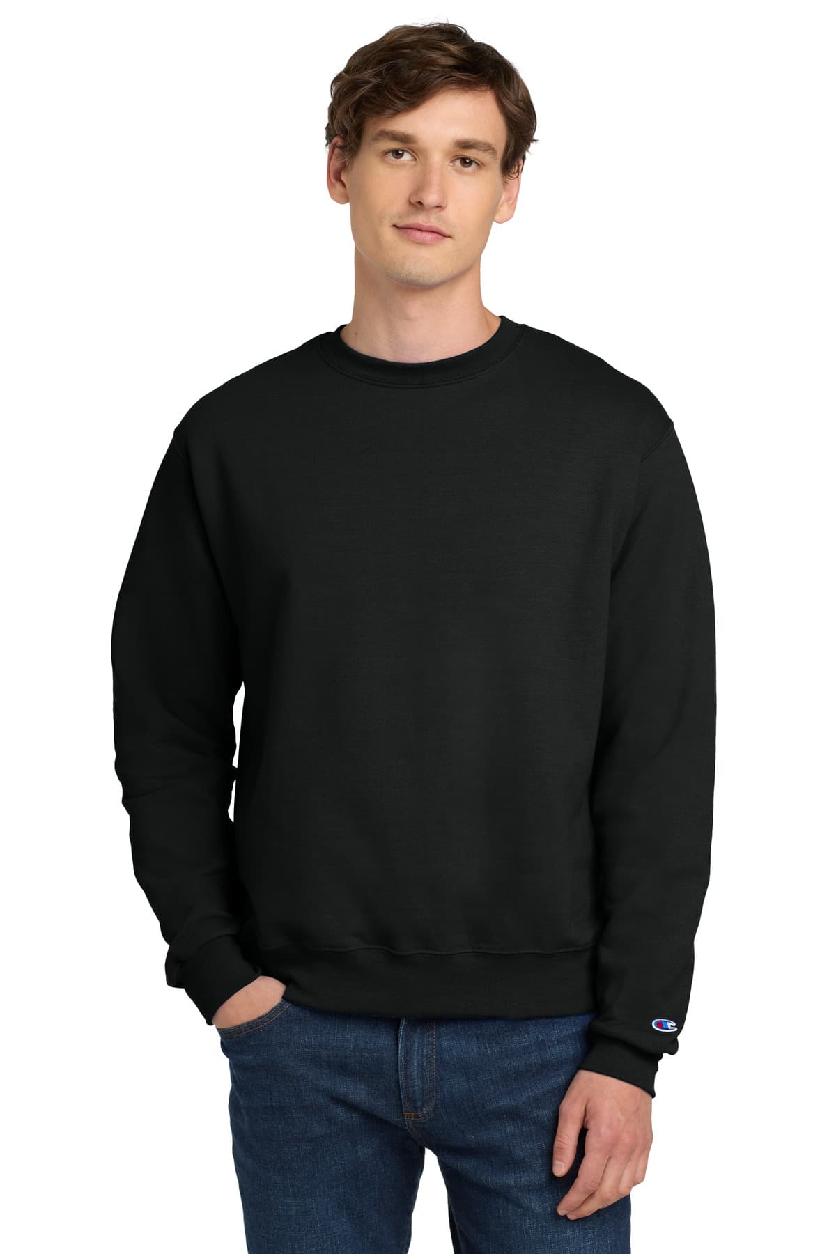 Champion Powerblend Crewneck Sweatshirt. S6000 Black front
