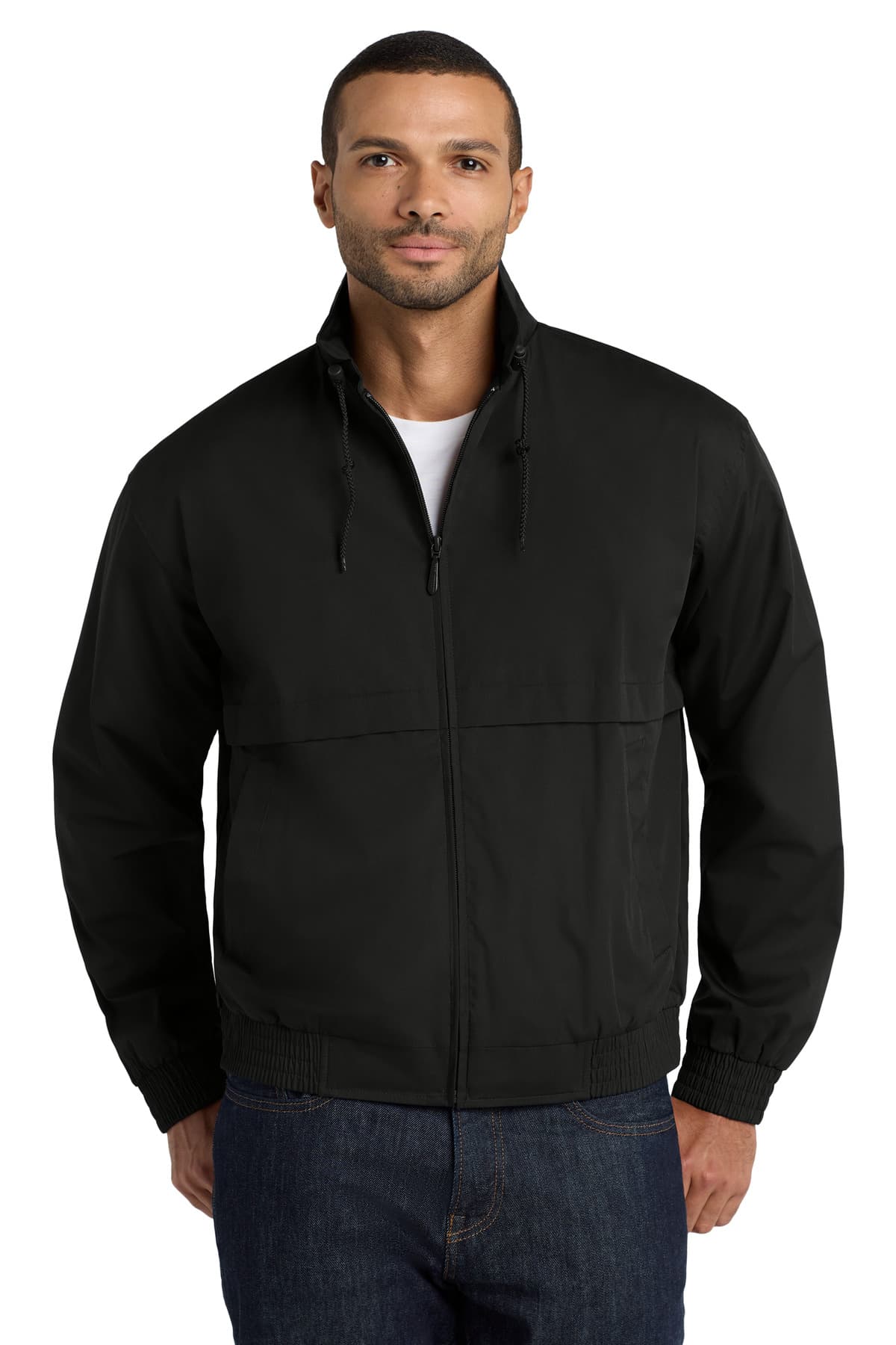 DISCONTINUED Port Authority Classic Poplin Jacket. J753 Black/ Black front