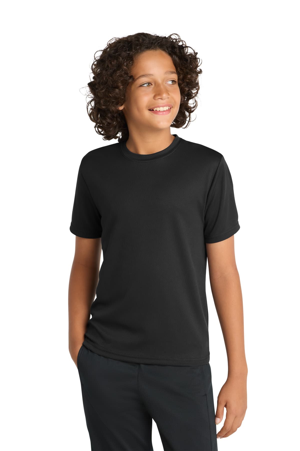 Sport-Tek Youth PosiCharge RacerMesh Tee. YST340 Black front