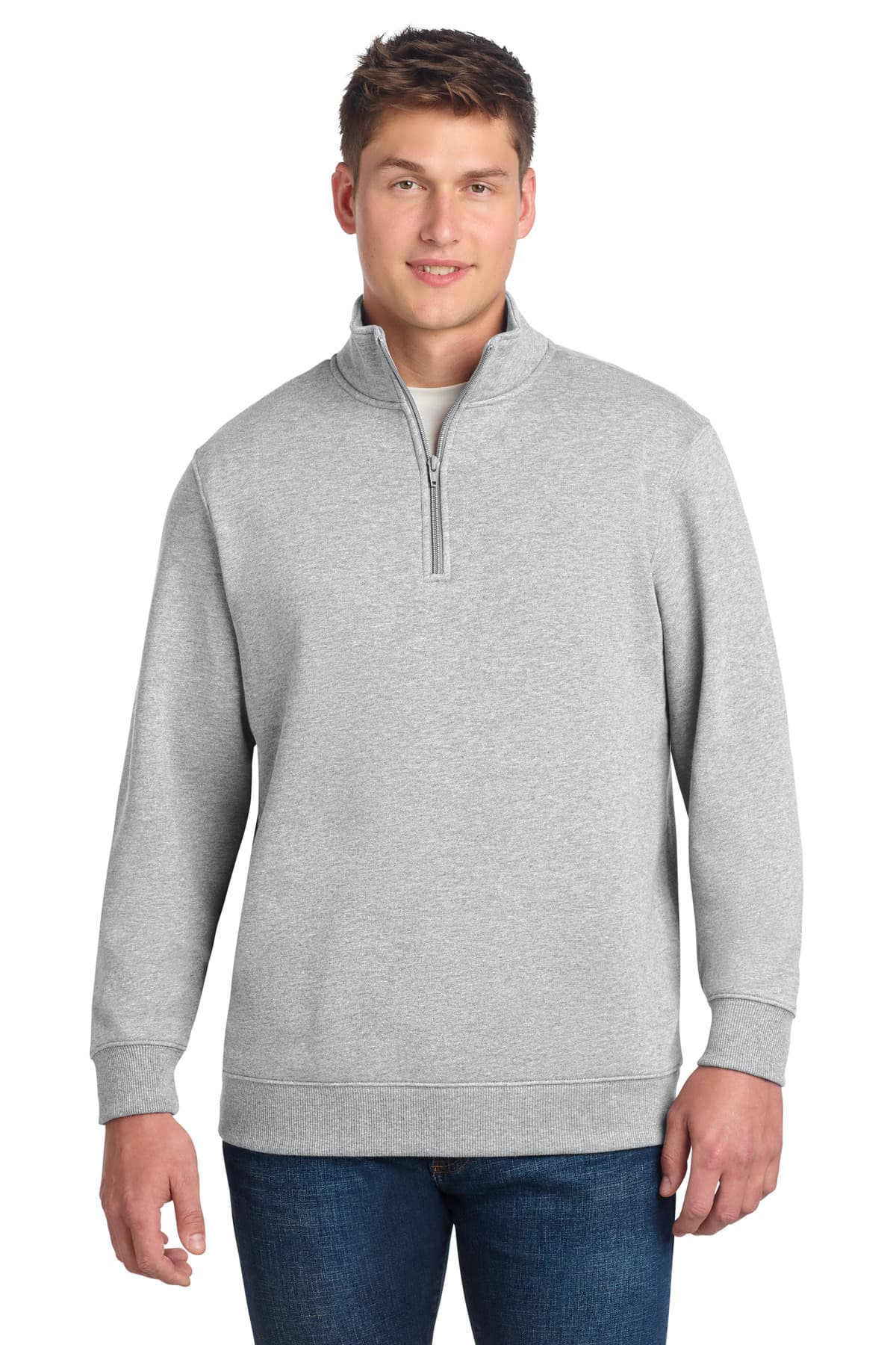 Sport-Tek 1/4-Zip Sweatshirt. ST253 Athletic Heather front