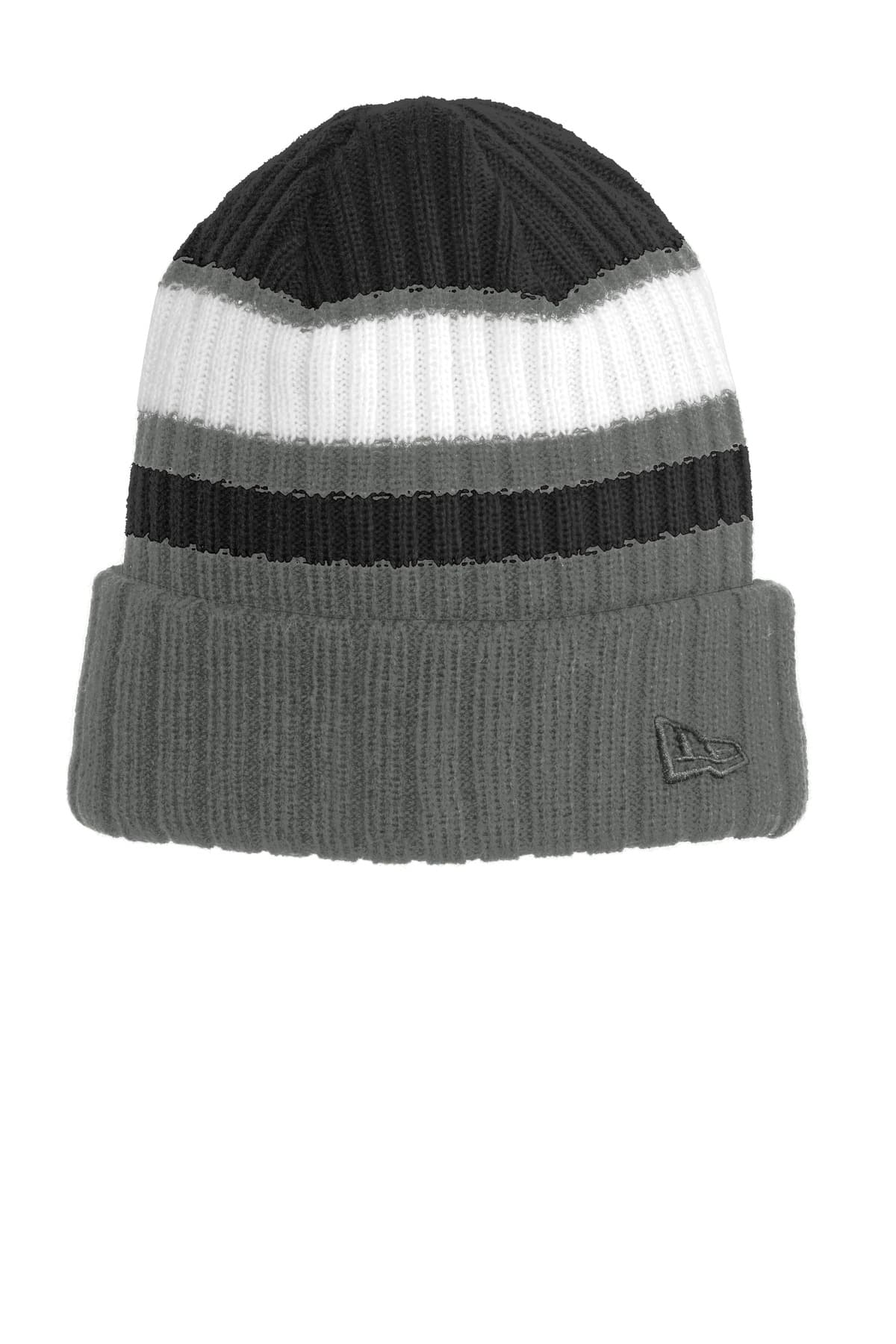 New Era Ribbed Tailgate Beanie. NE903 Black/ Graphite front