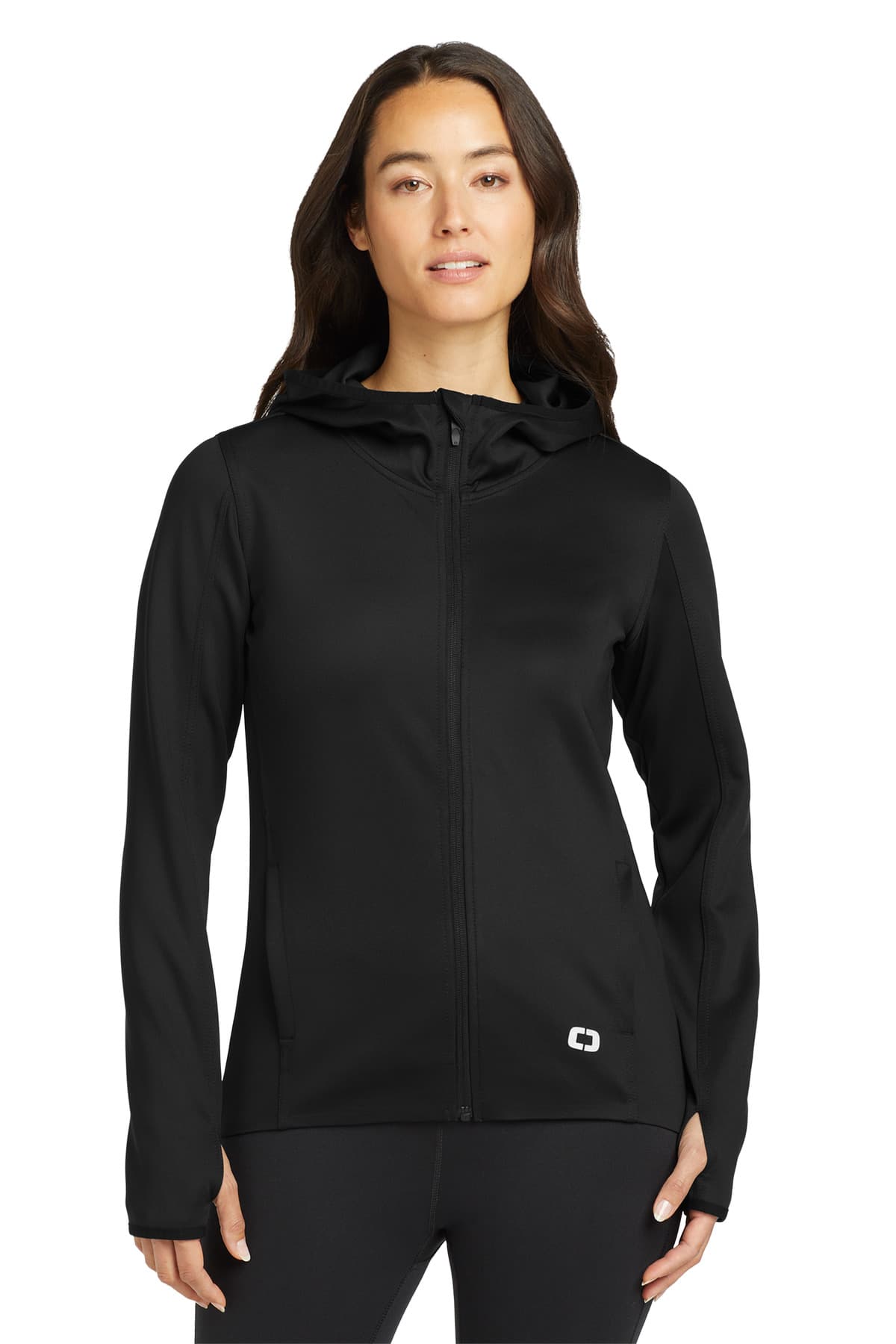 OGIO Women's Stealth Full-Zip Jacket. LOE728 Blacktop front
