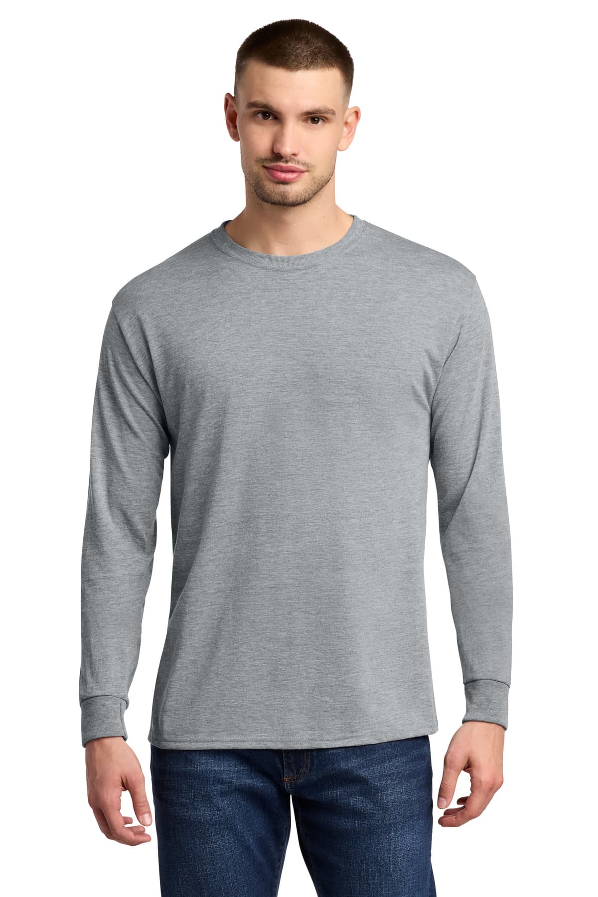 Jerzees Dri-Power 100% Polyester Long Sleeve T-Shirt 21LS Athletic Heather front