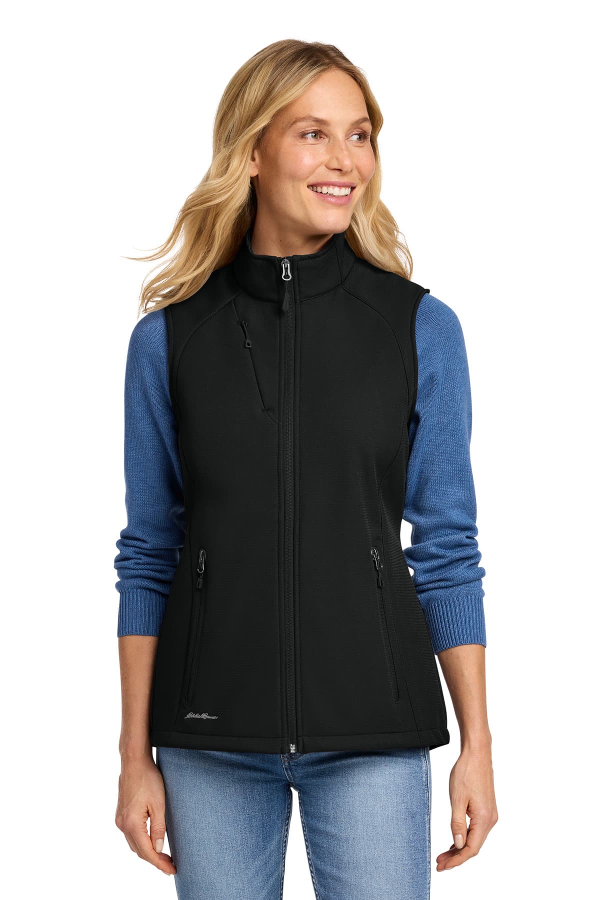 Eddie Bauer Women's Stretch Soft Shell Vest EB547 Deep Black front