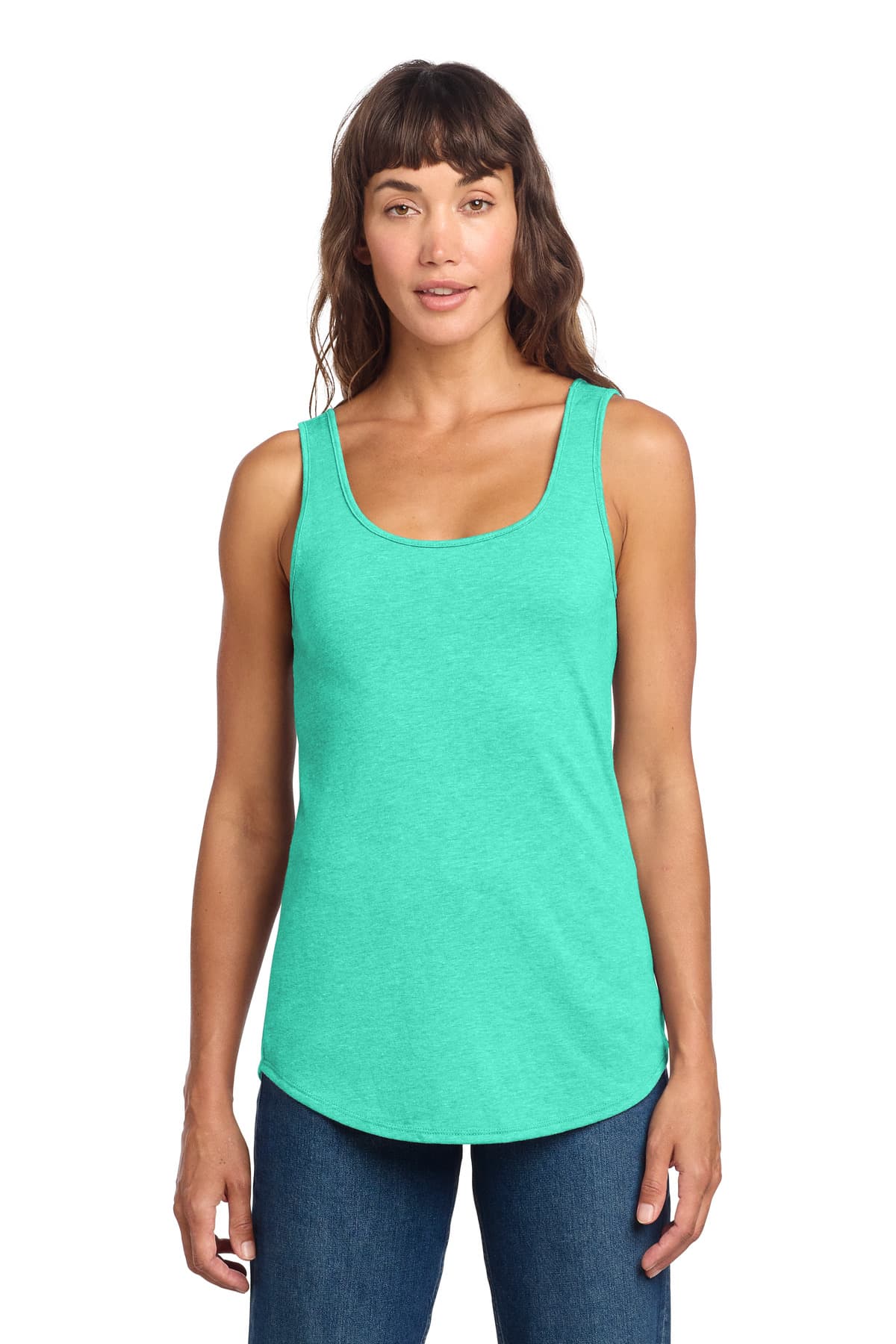 District Women's Perfect Tri Relaxed Tank DT151 Aqua Heather front