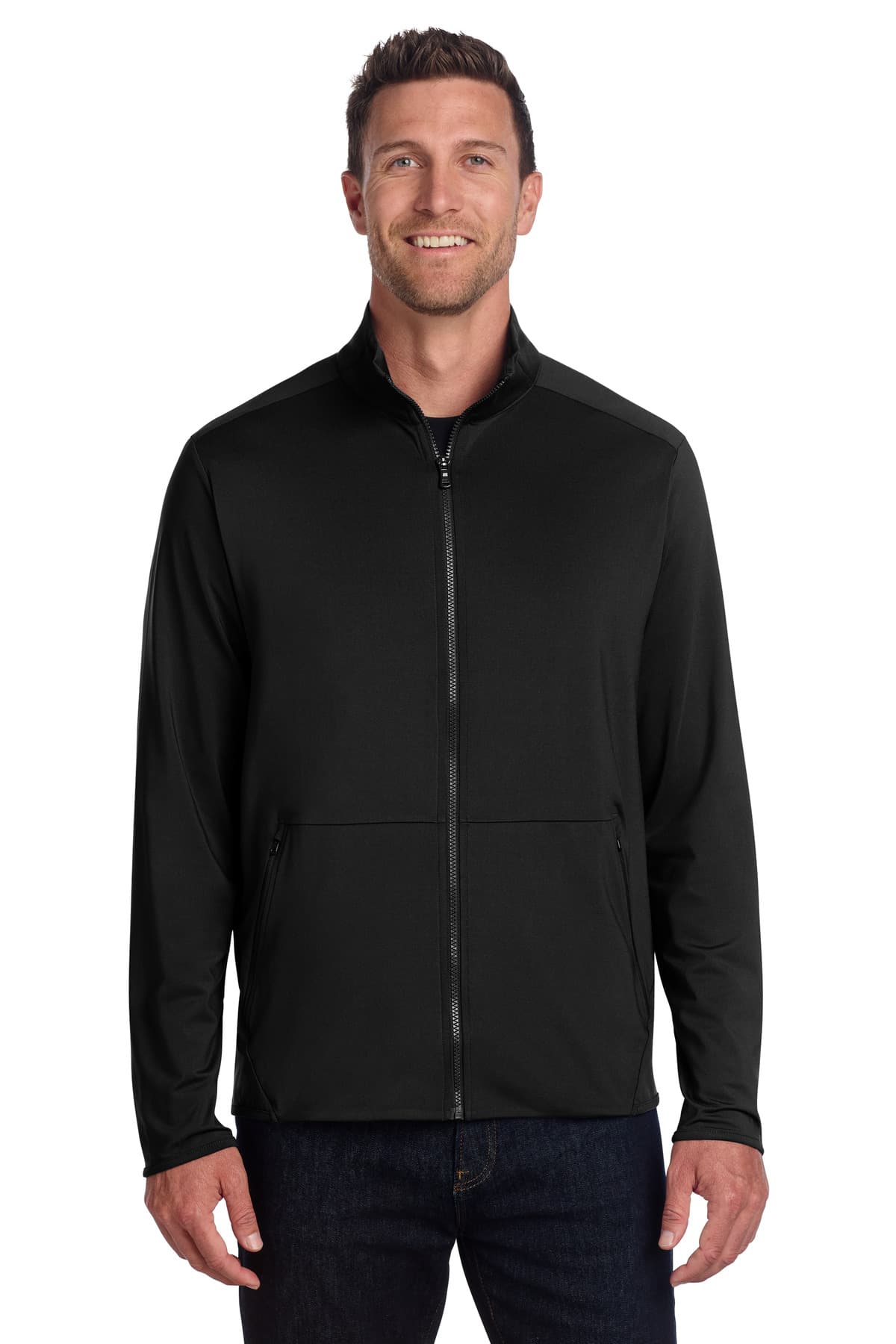 Port Authority Accord Stretch Fleece Full-Zip K595 Black front