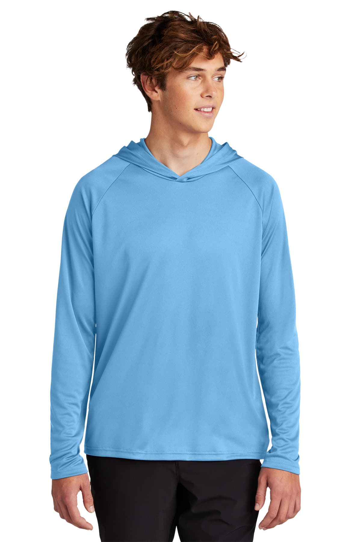 Port & Co Performance Pullover Hooded Tee PC380H Carolina Blue front