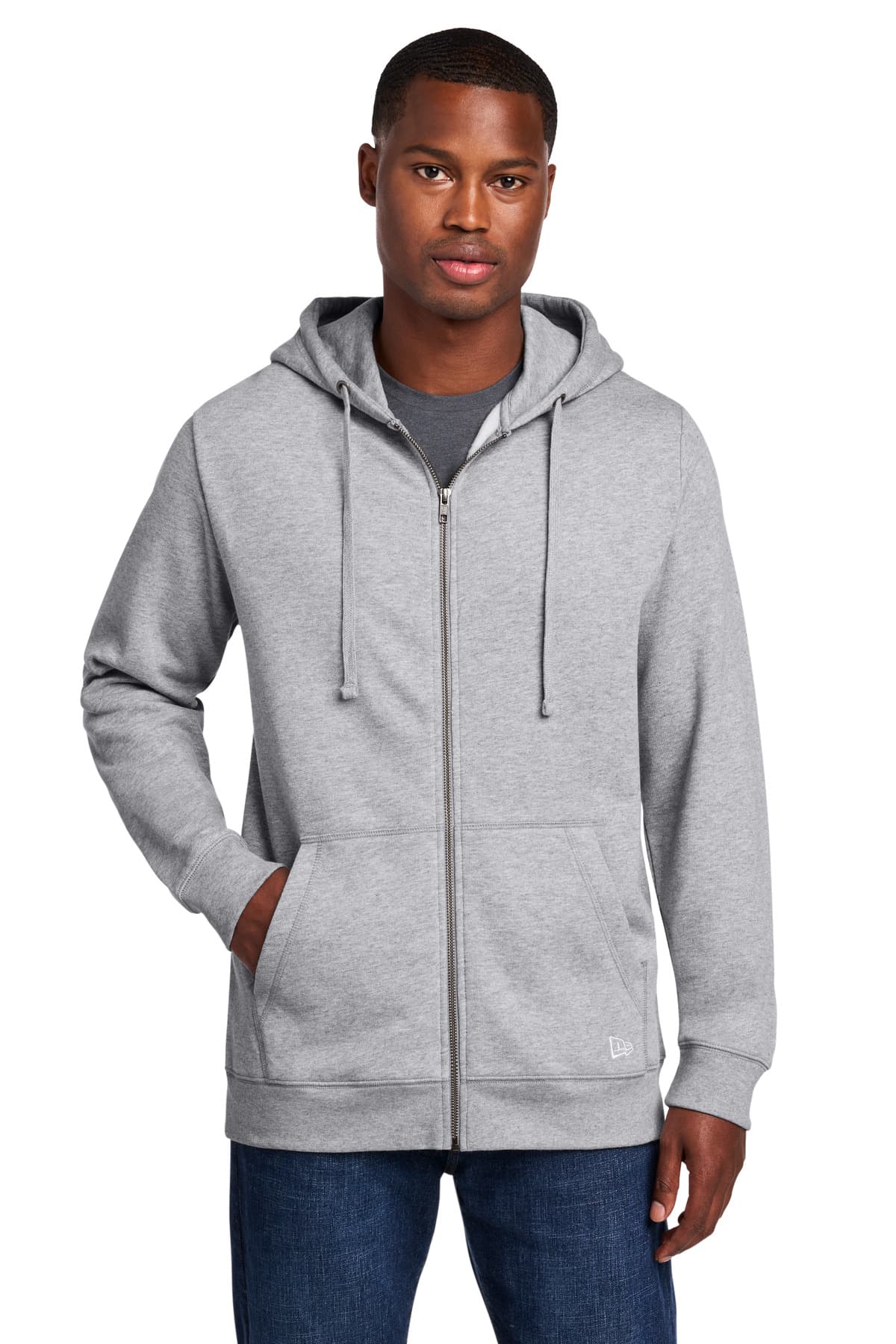 New Era Comeback Fleece Full-Zip Hoodie NEA551 Athletic Heather front