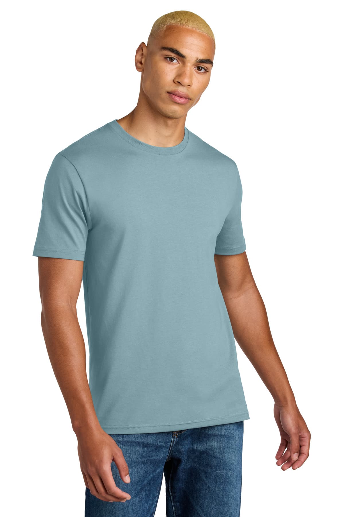 District Perfect Weight Icon Tee DT106 Blue Fog front