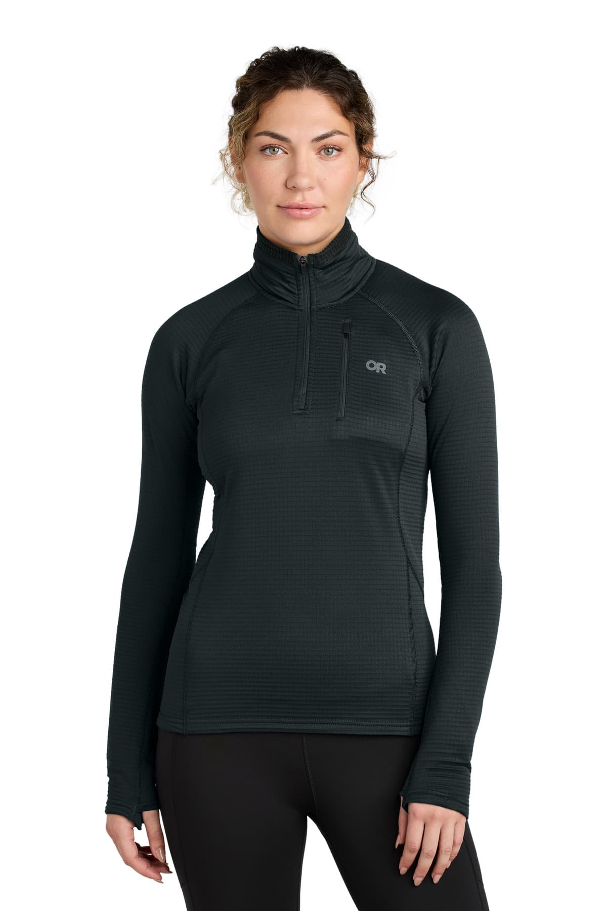 LIMITED EDITION Outdoor Research Women's Tech Grid 1/4-Zip Fleece OR322263 Black front