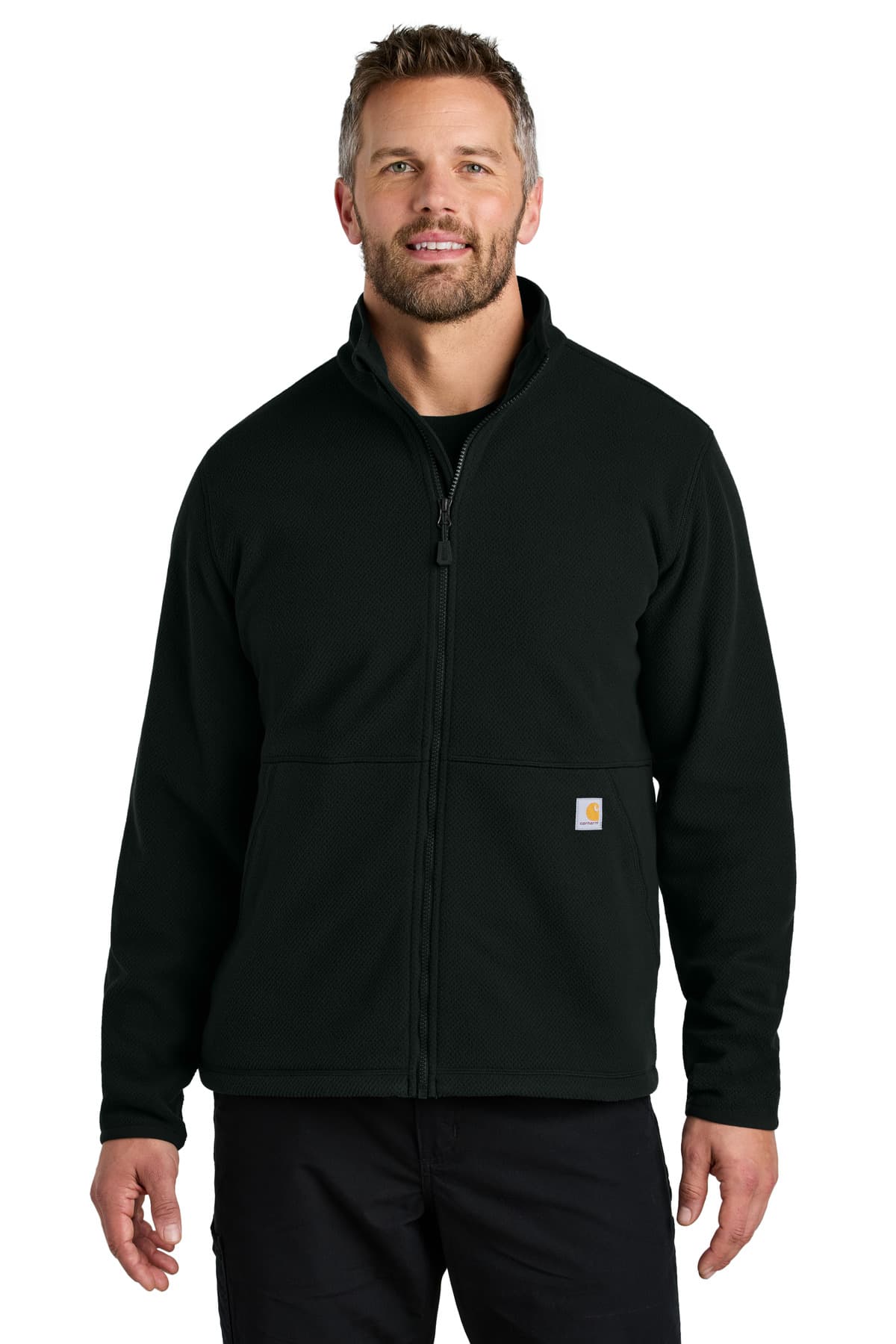 Carhartt Textured Full-Zip Fleece Jacket CT106416 Black front
