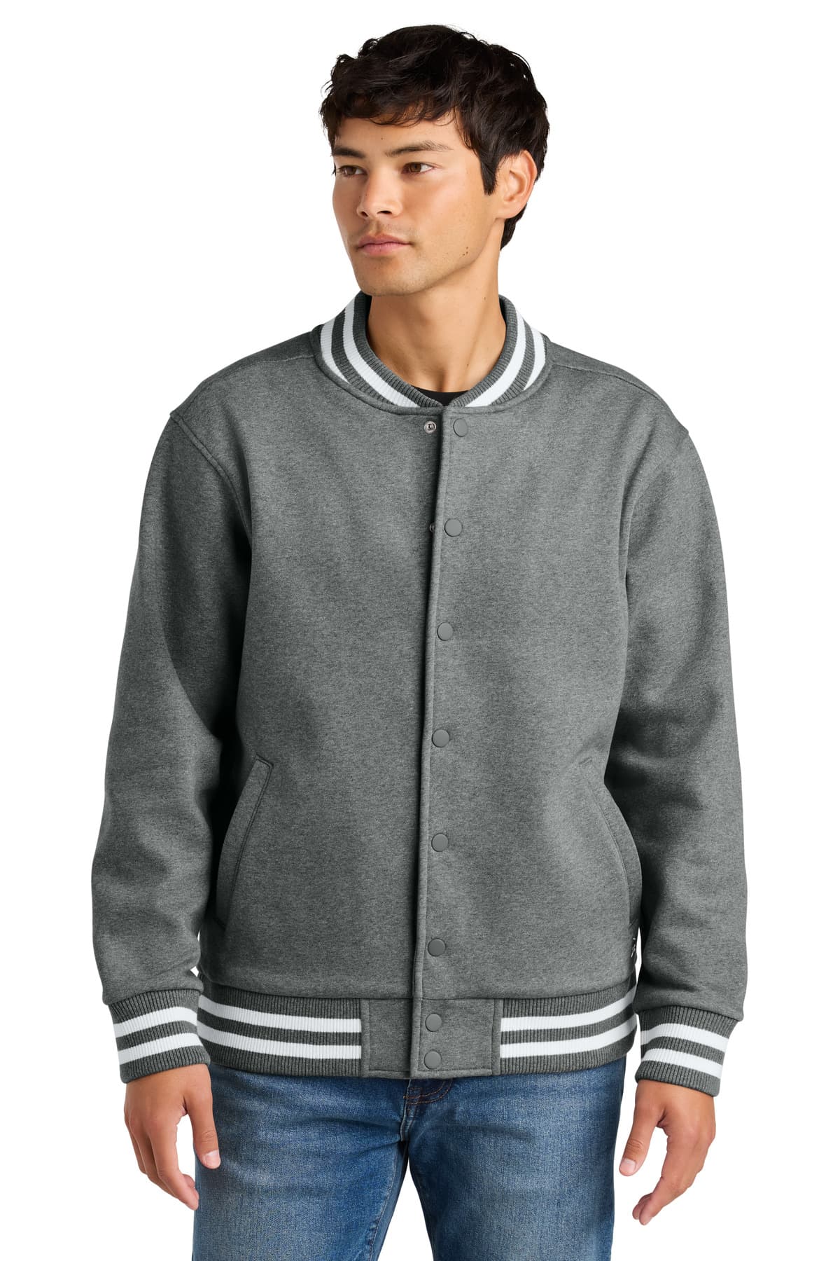 New Era Varsity Heavyweight Fleece Jacket NEA560 Grey Frost front