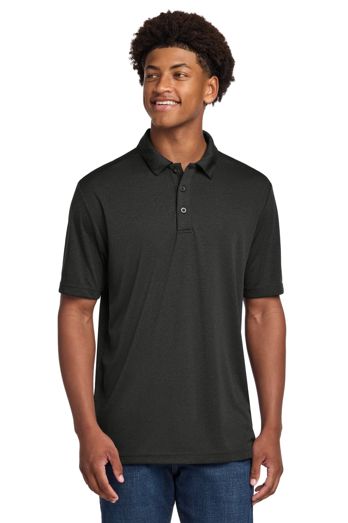 Sport-Tek Endeavor Polo. ST467 Black Heather front