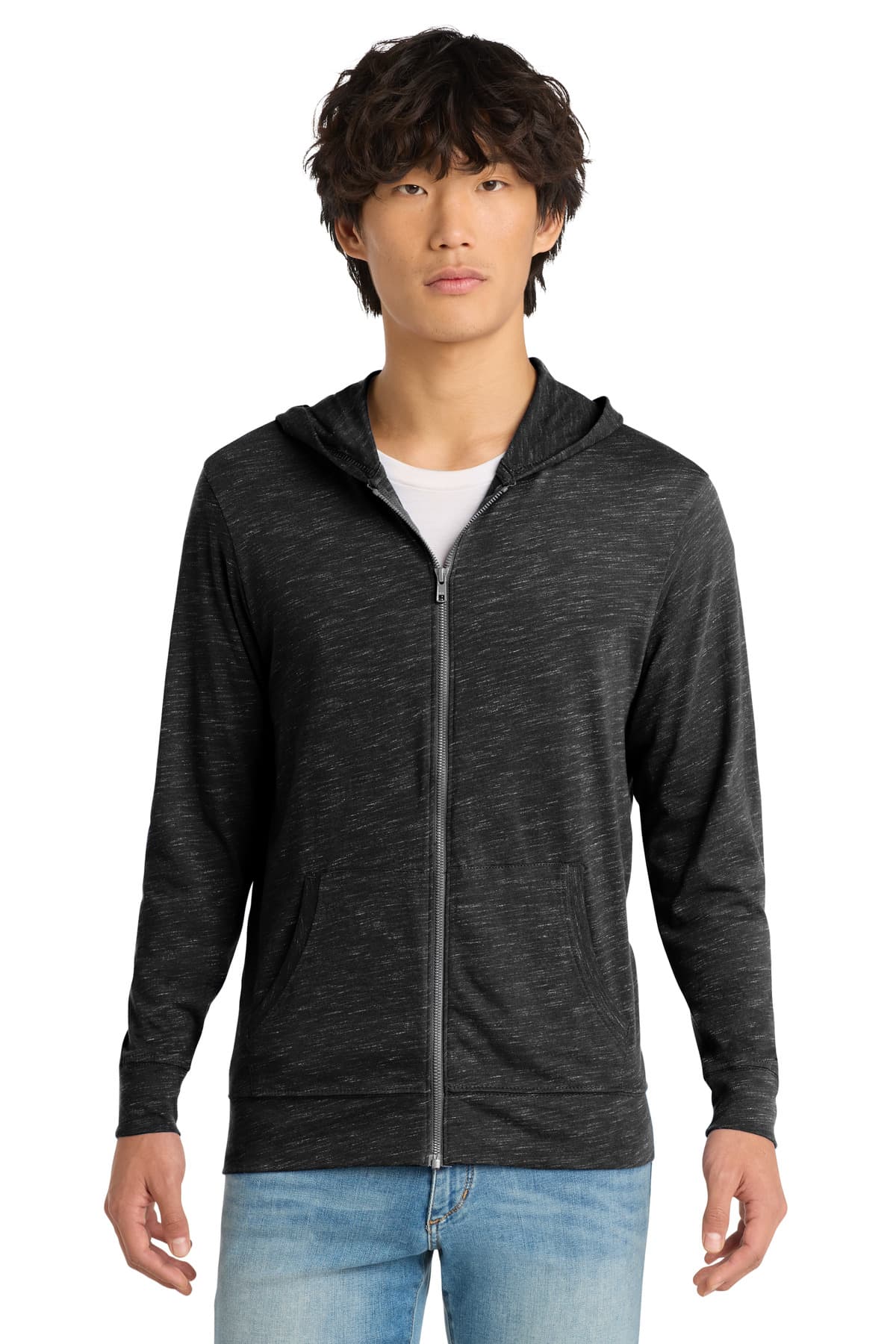 District Medal Full-Zip Hoodie. DT565 Black front