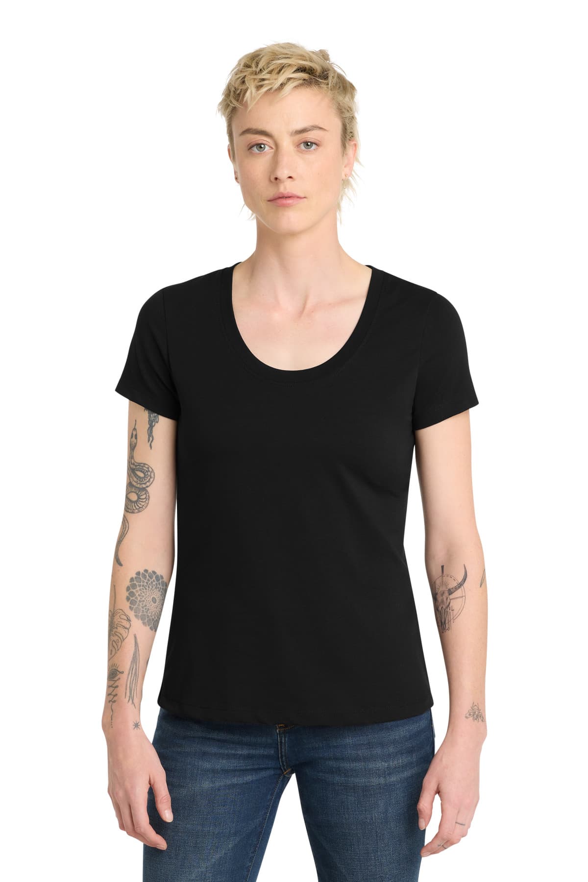 District Women's Flex Scoop Neck Tee DT7501 Black front