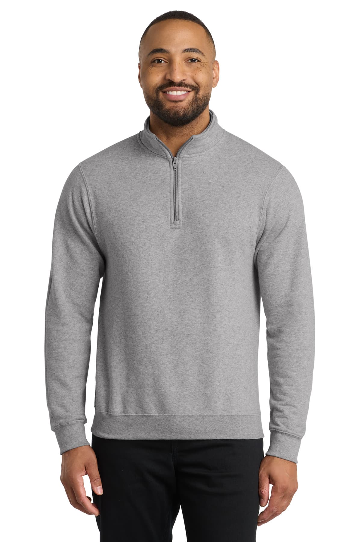 Port & Co Core Fleece 1/4-Zip Pullover Sweatshirt PC78Q Athletic Heather front