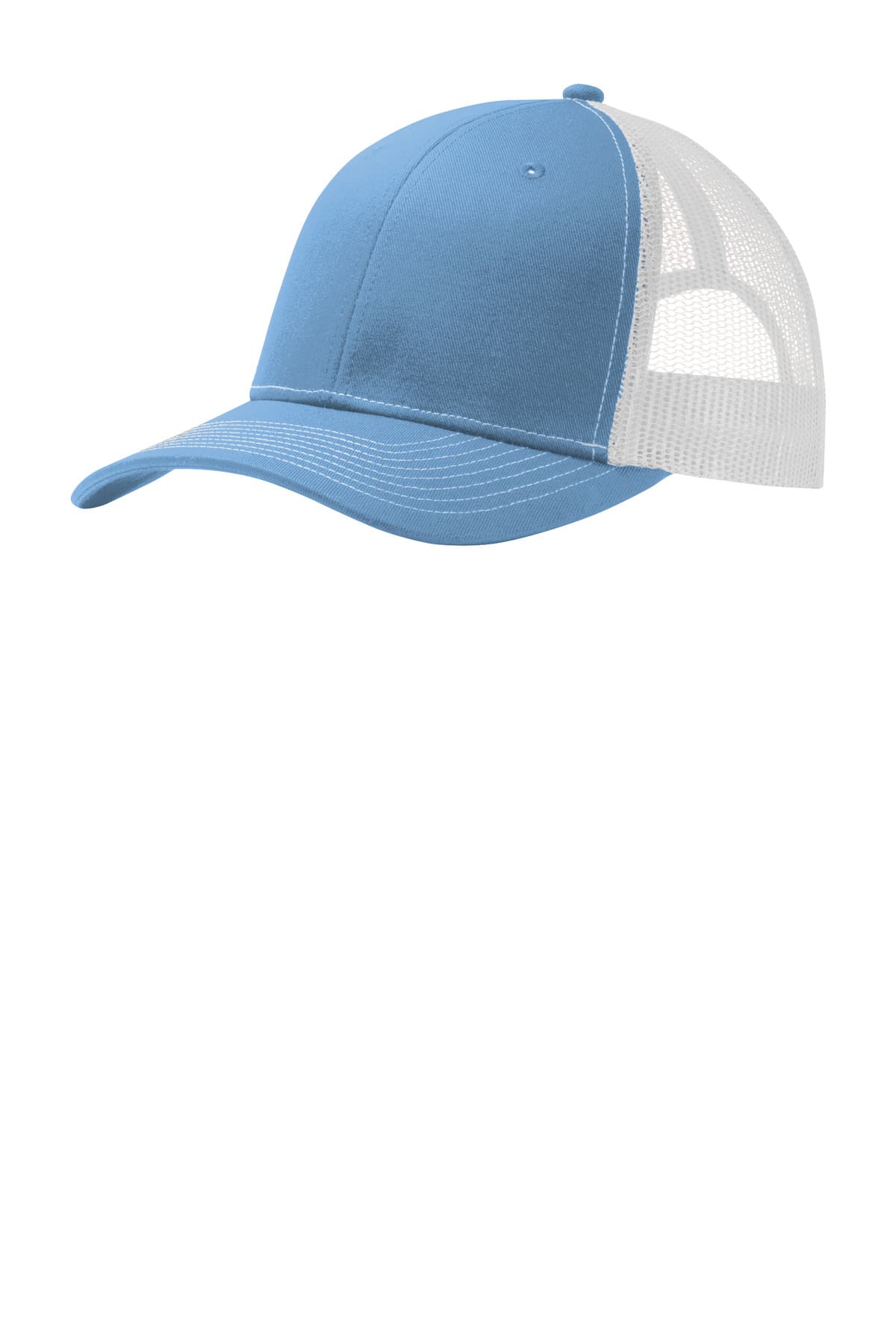 Port Authority Snapback Trucker Cap. C402 Carolina Blue/ White front